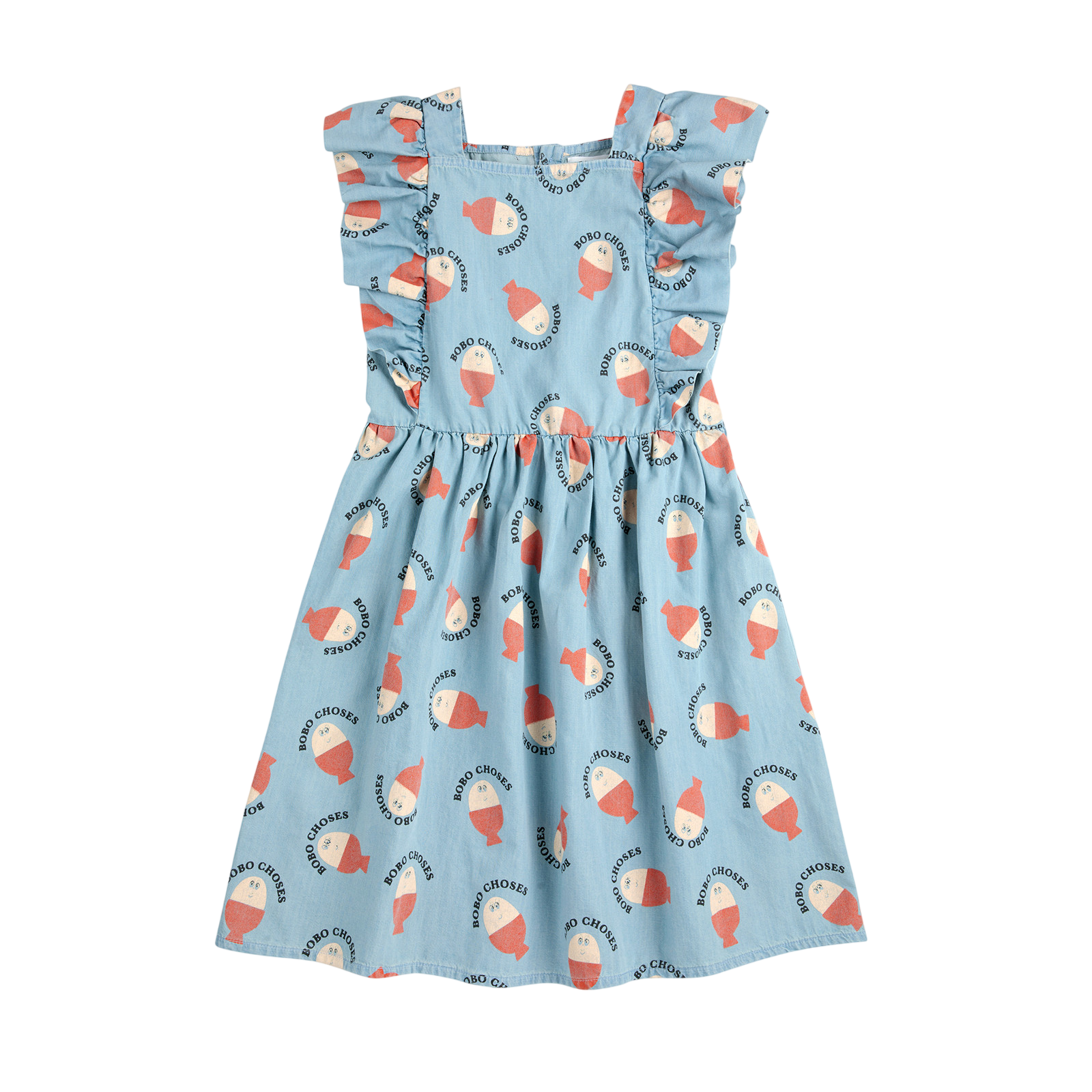 Dress Morning Egg All Over Ruffle Light Blue