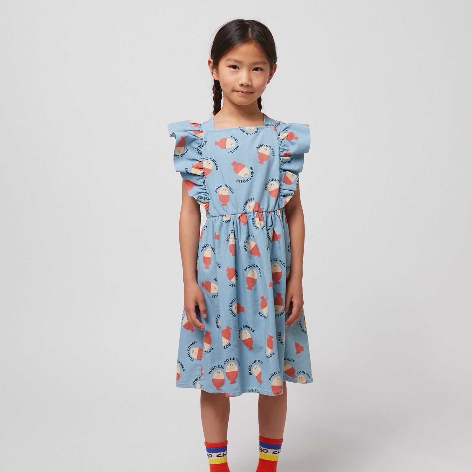 Dress Morning Egg All Over Ruffle Light Blue