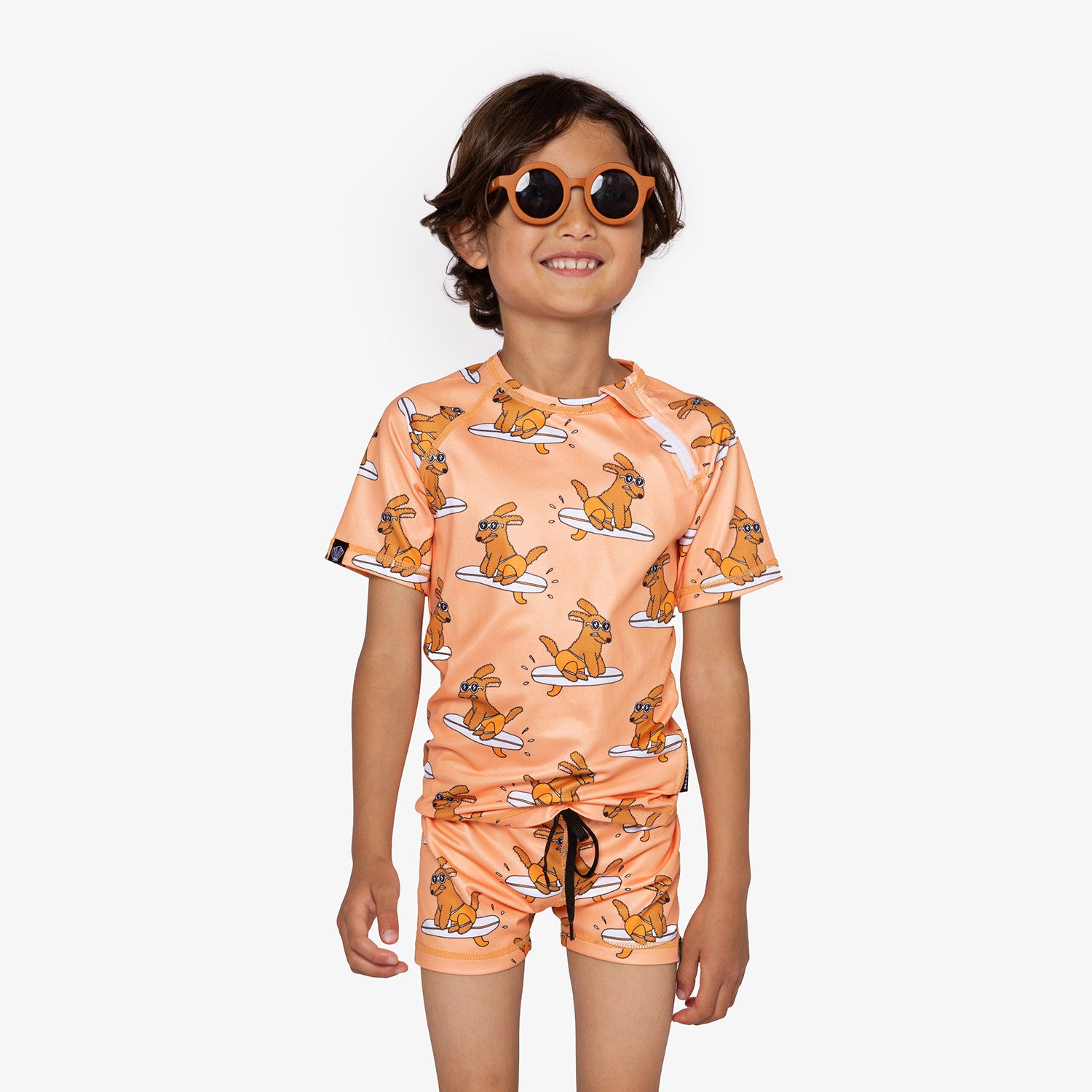 Swim shirt UPF 50+ Surfer Dog Orange