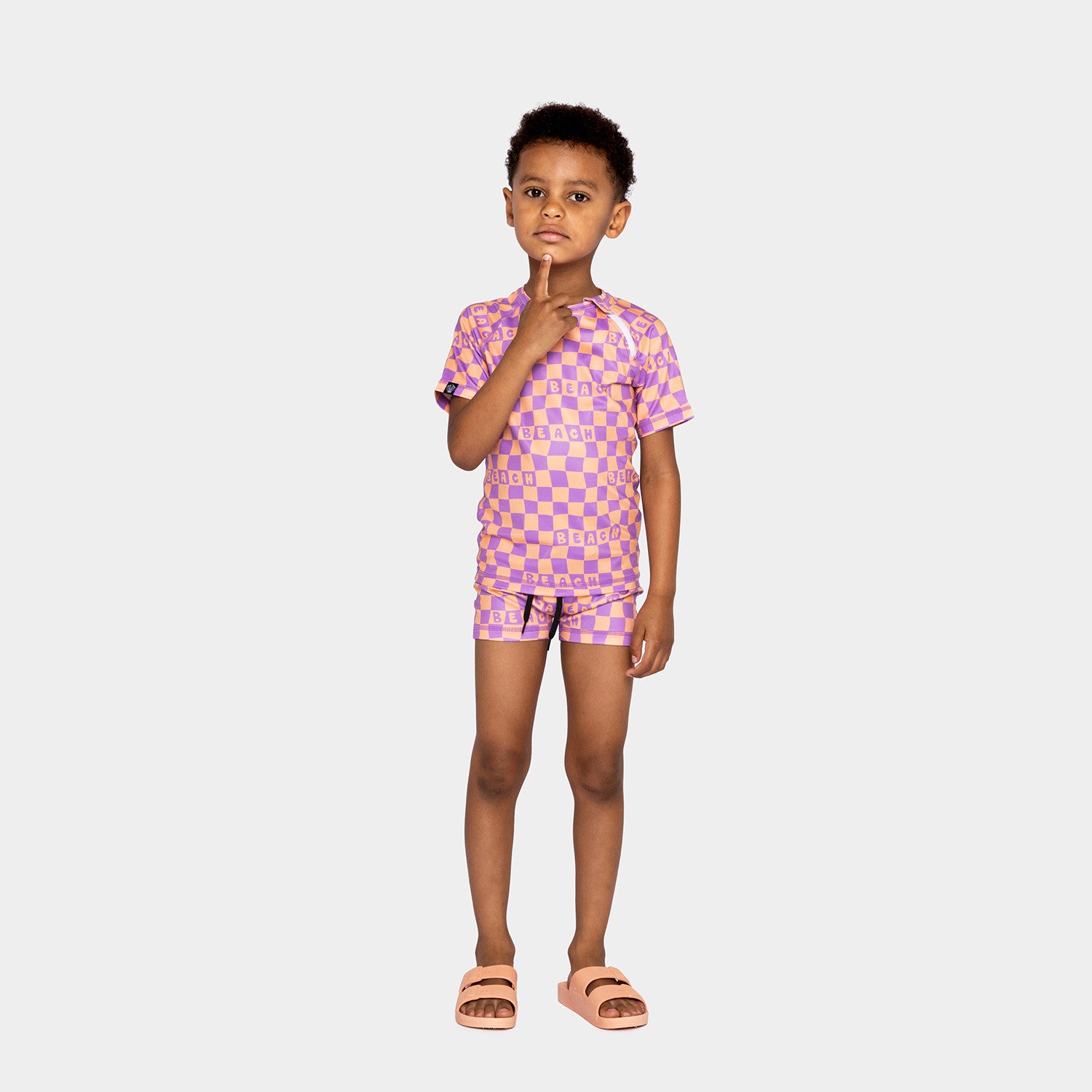Badeshirt UPF 50+ Checkered Beach Purple