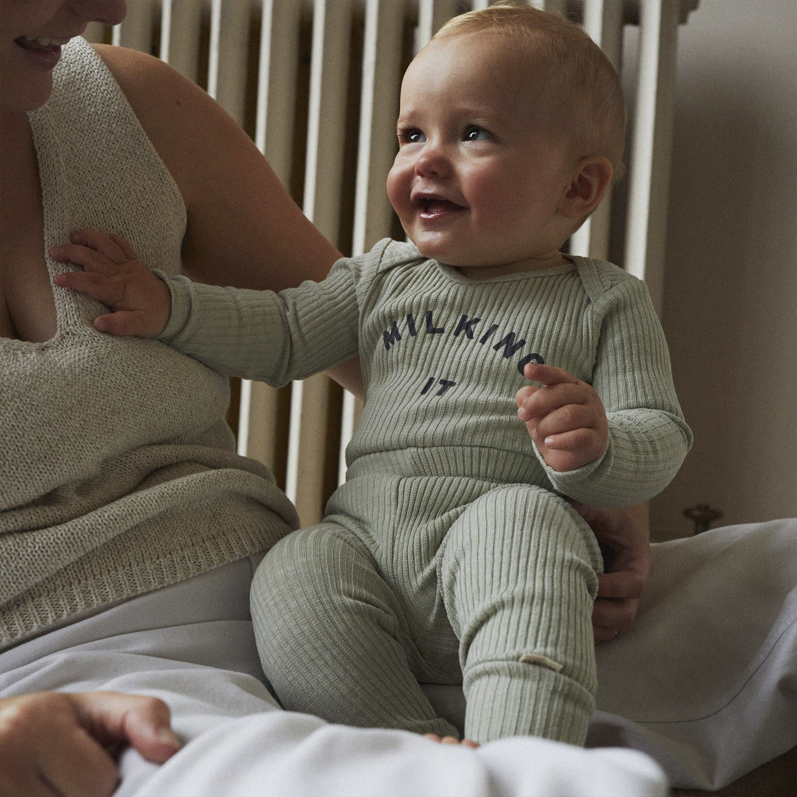 Baby Leggings Rib Cuff Pistachio