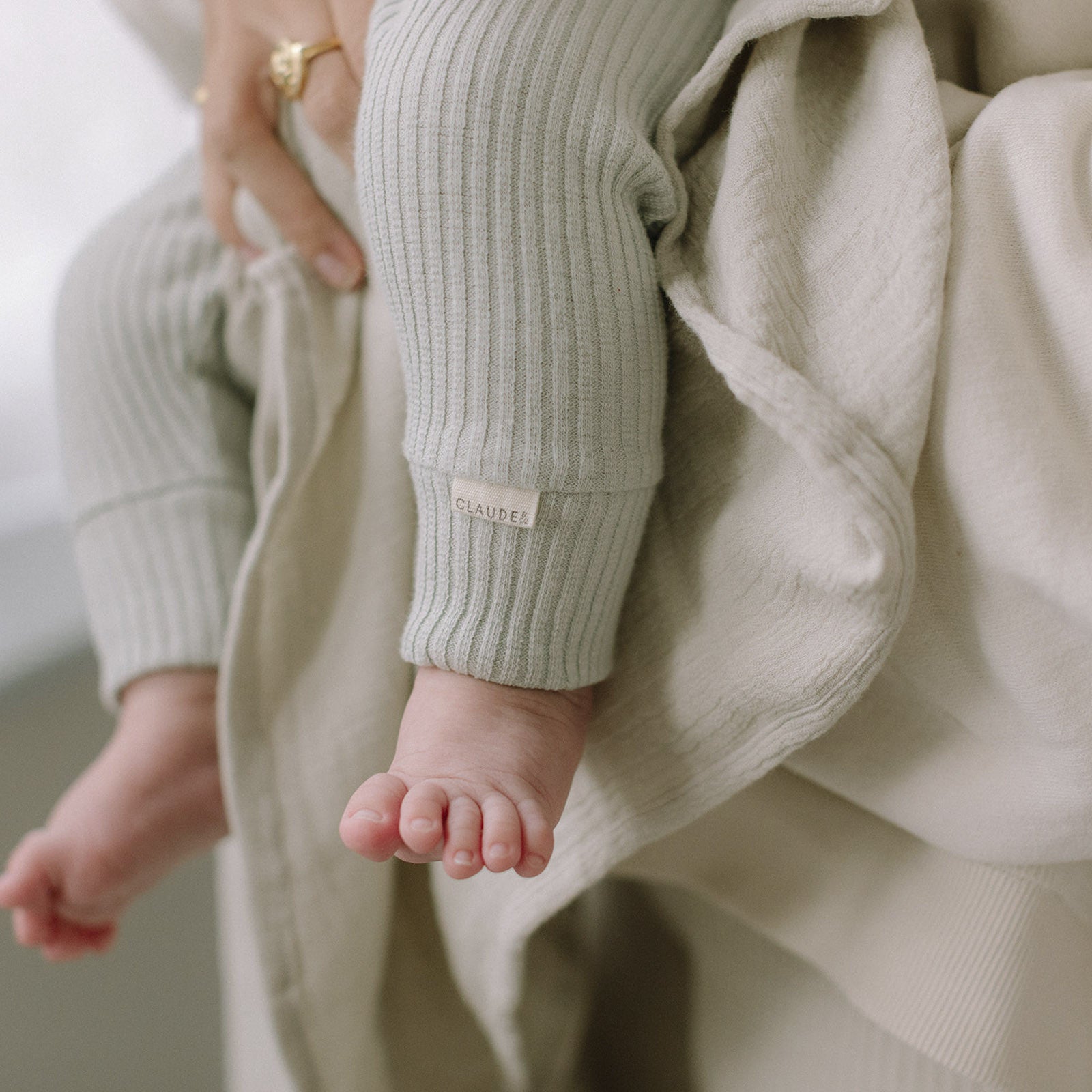 Baby Leggings Rib Cuff Pistachio