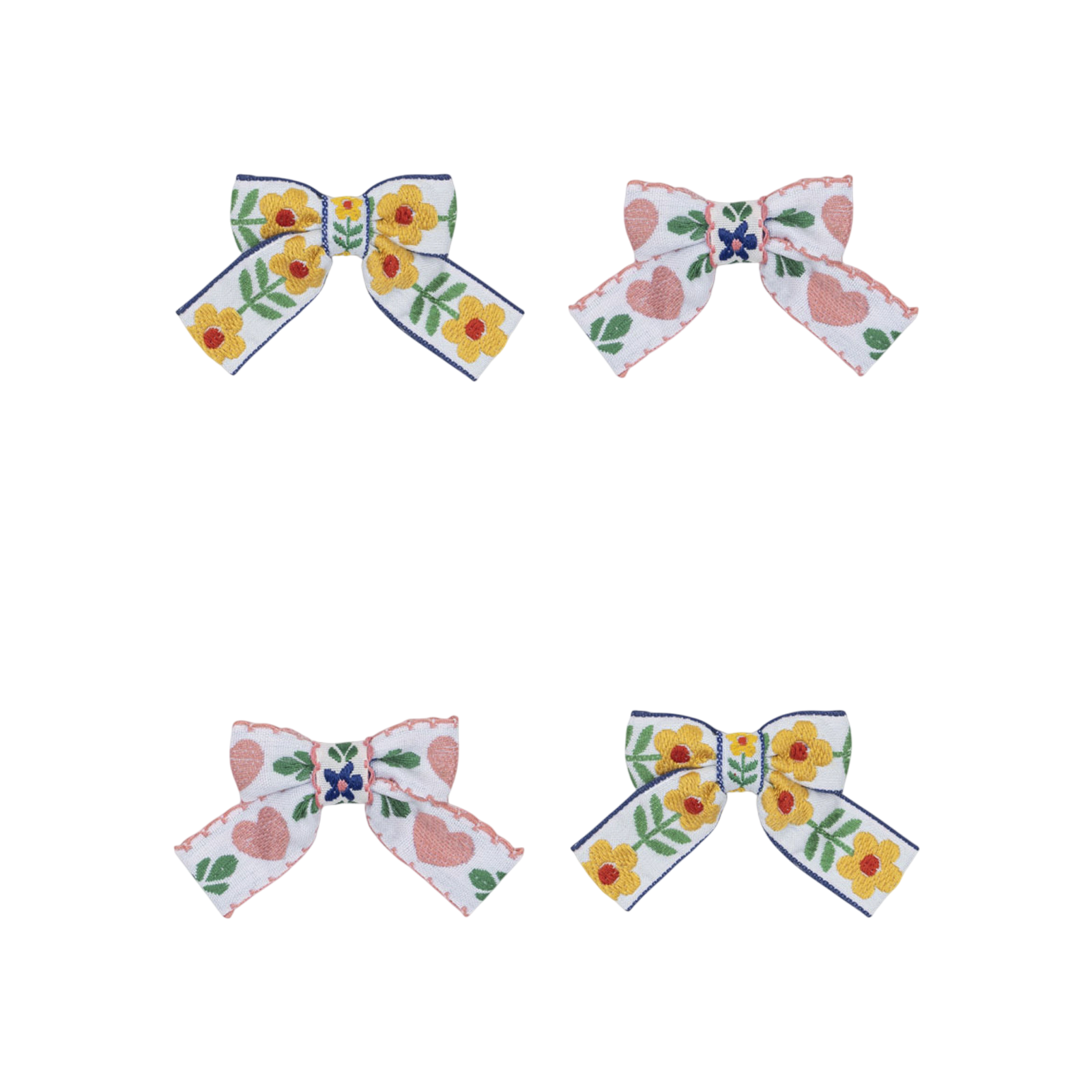 Pinces à cheveux Bow White Rose (jeu de 4)