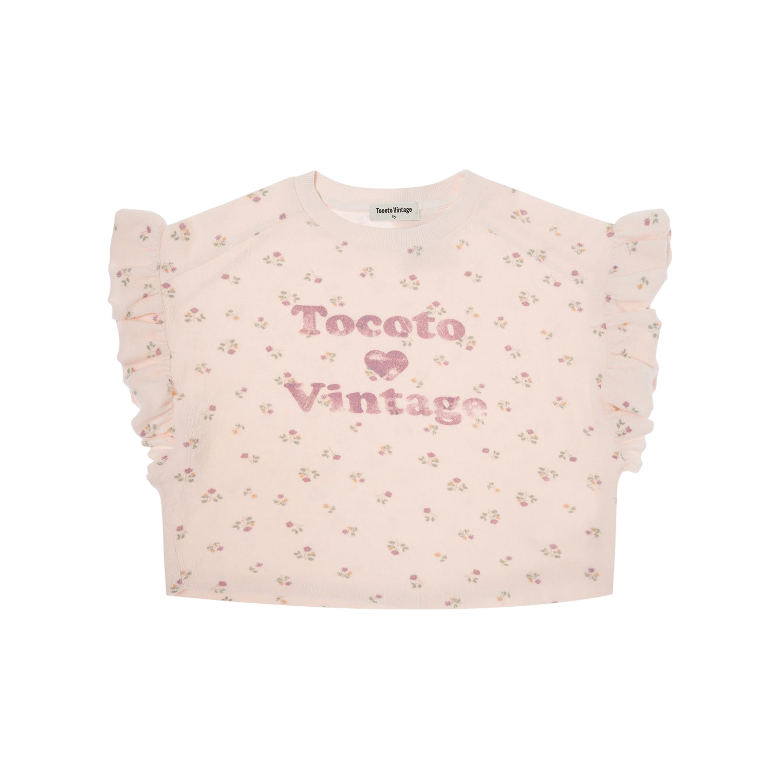 T-Shirt Tocoto Love Vintage Terry Flower Printed Lilac