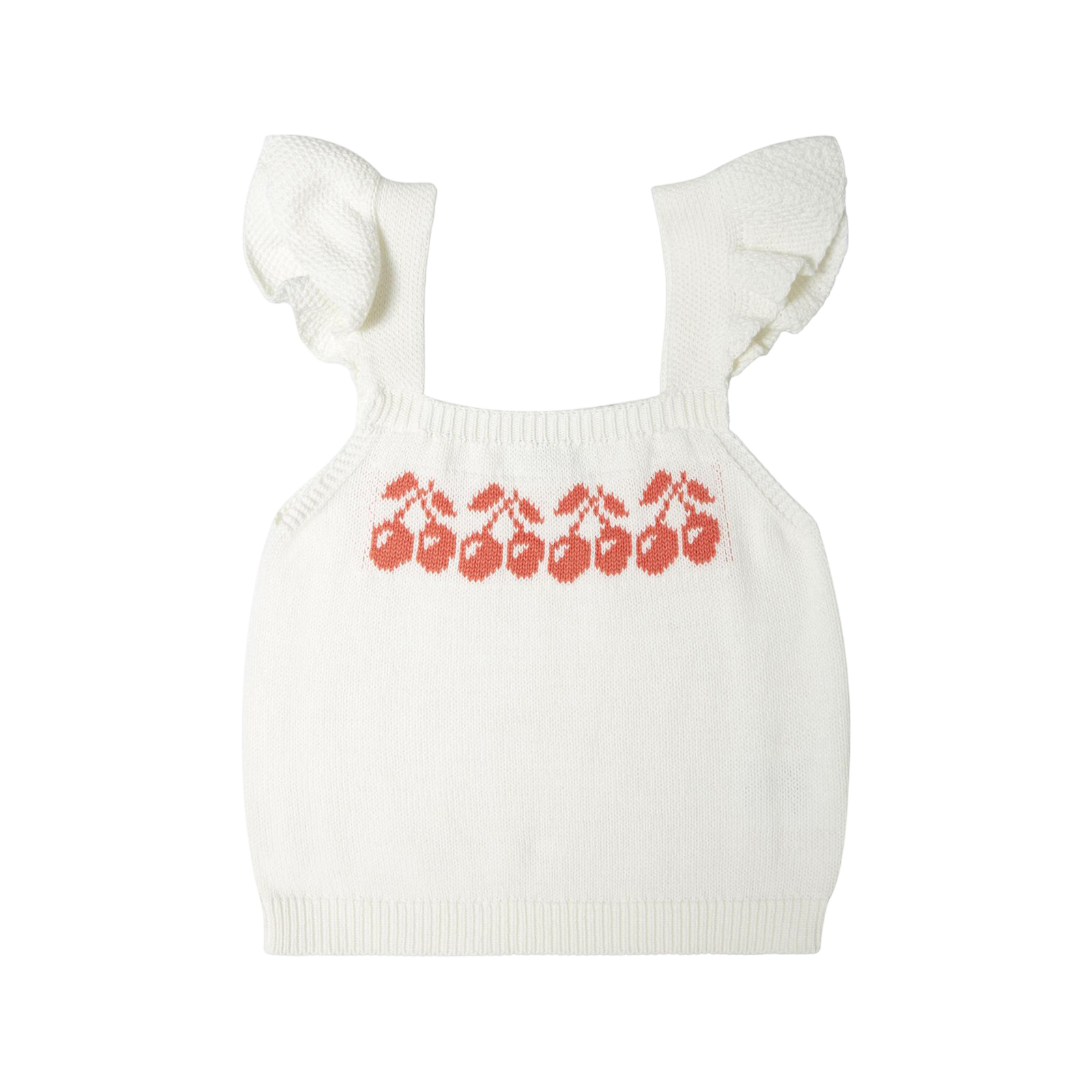 Top Cherries Jacquad Knit Off White