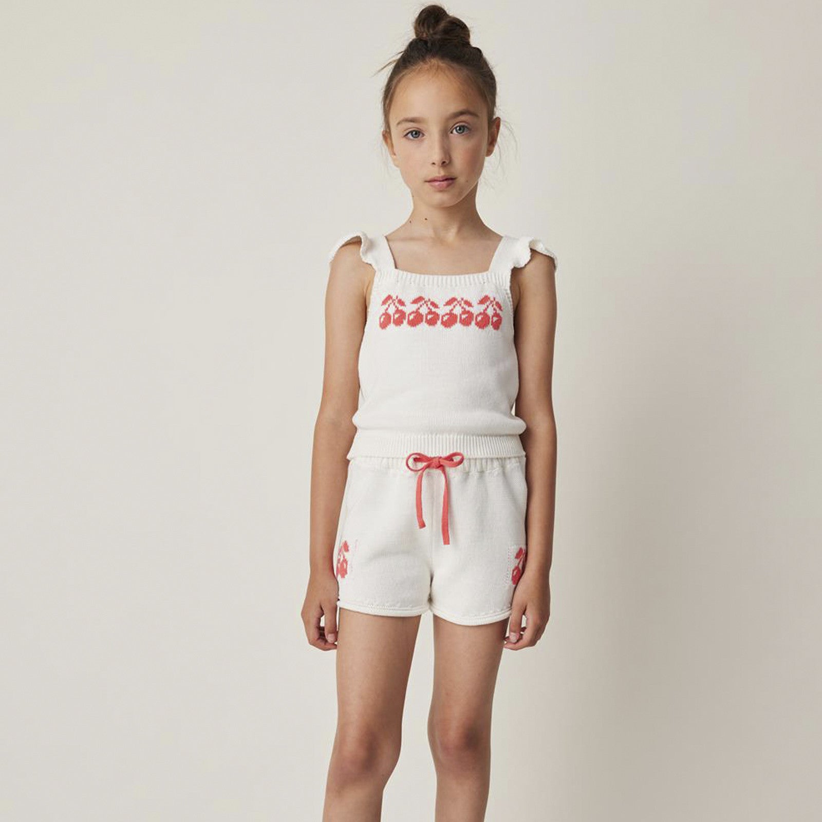 Top Cherries Jacquad Knit Off White