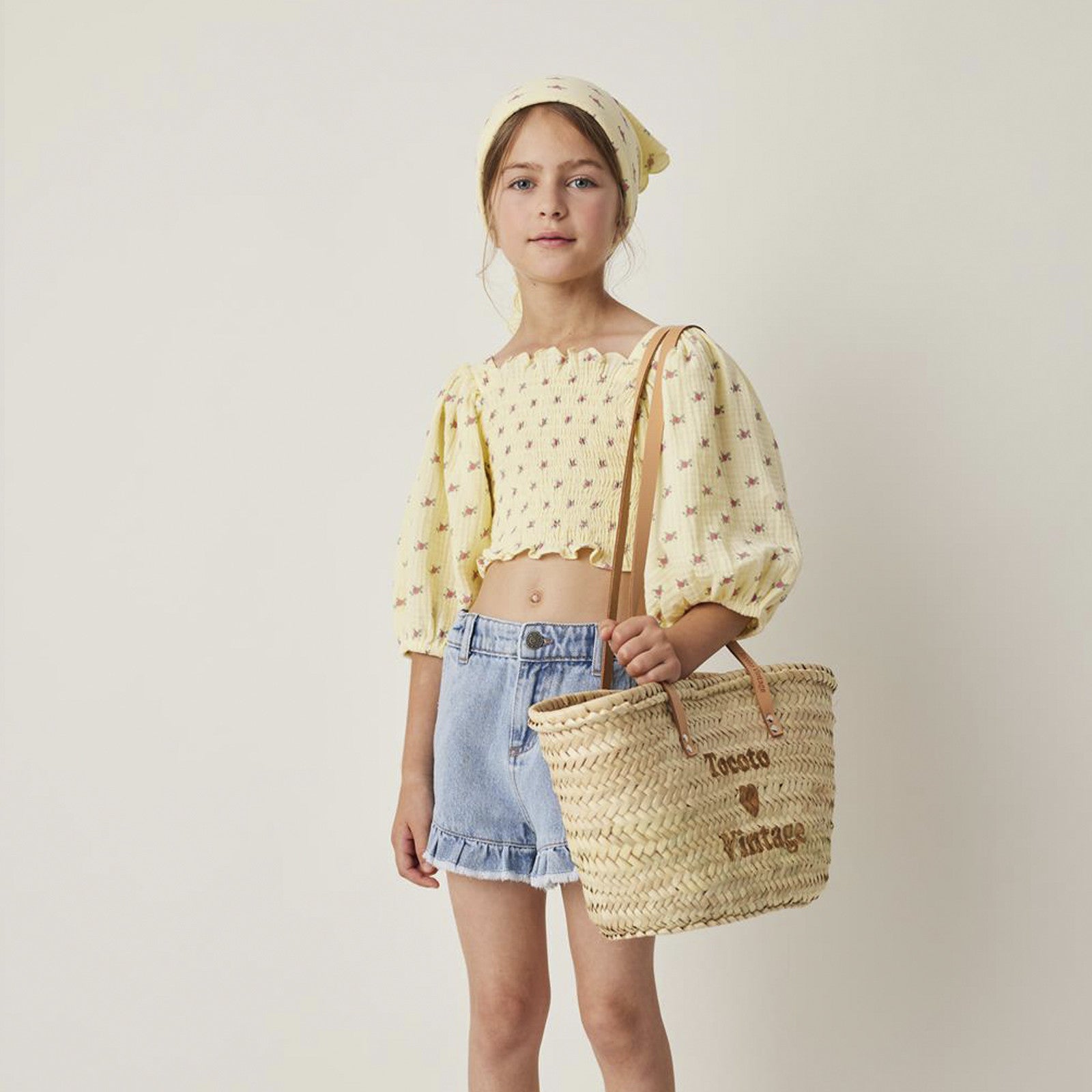 Blouse Flower Print Honeycomb Yellow