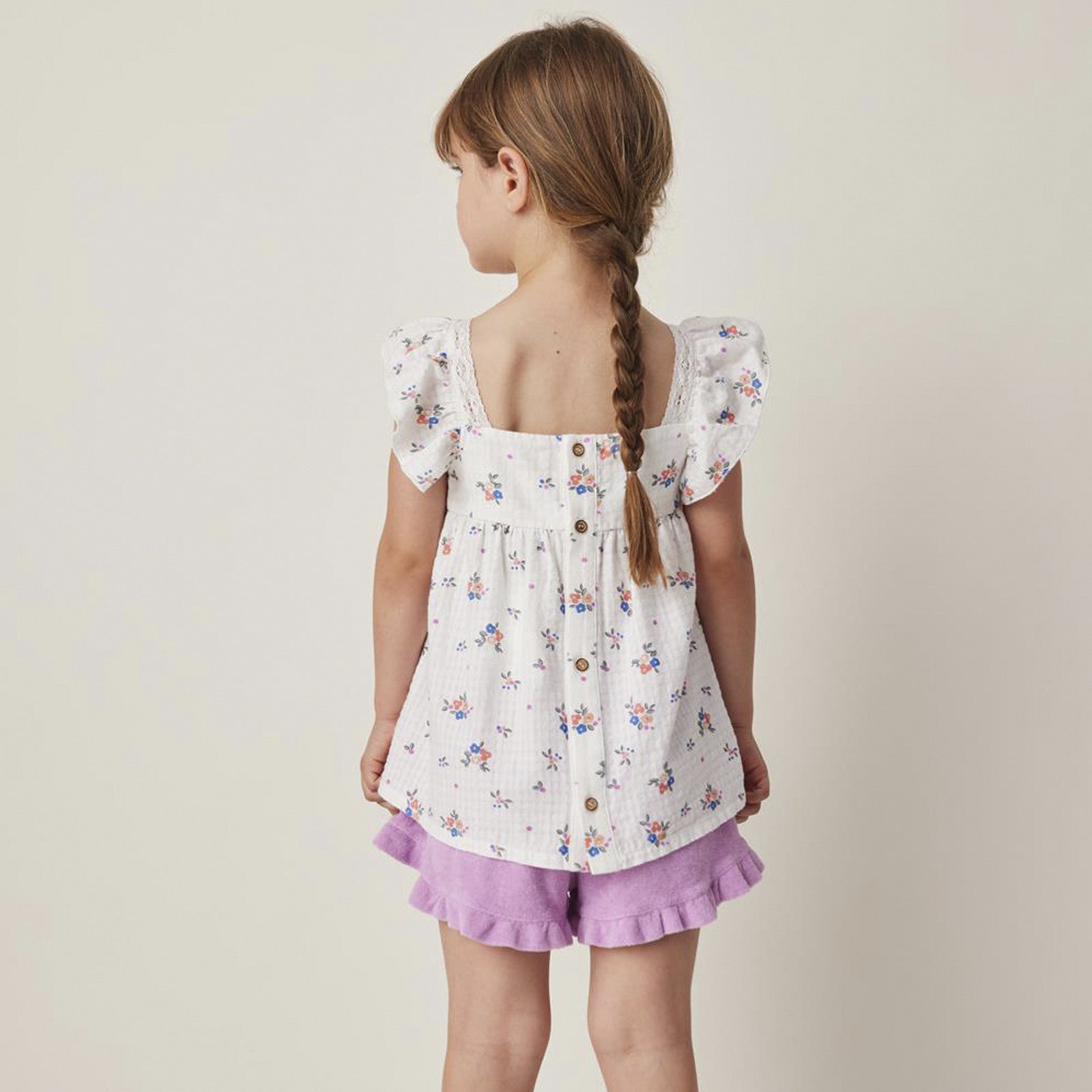 Blouse Flower Print Off White