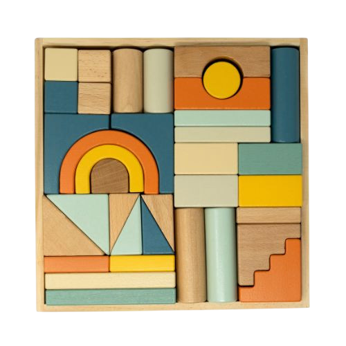 Wooden building blocks blue