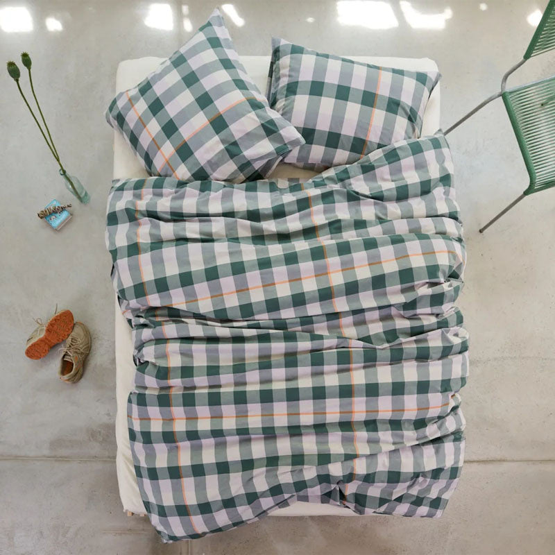 Lyn housse de couette vert foncé/lavande 200x210 cm