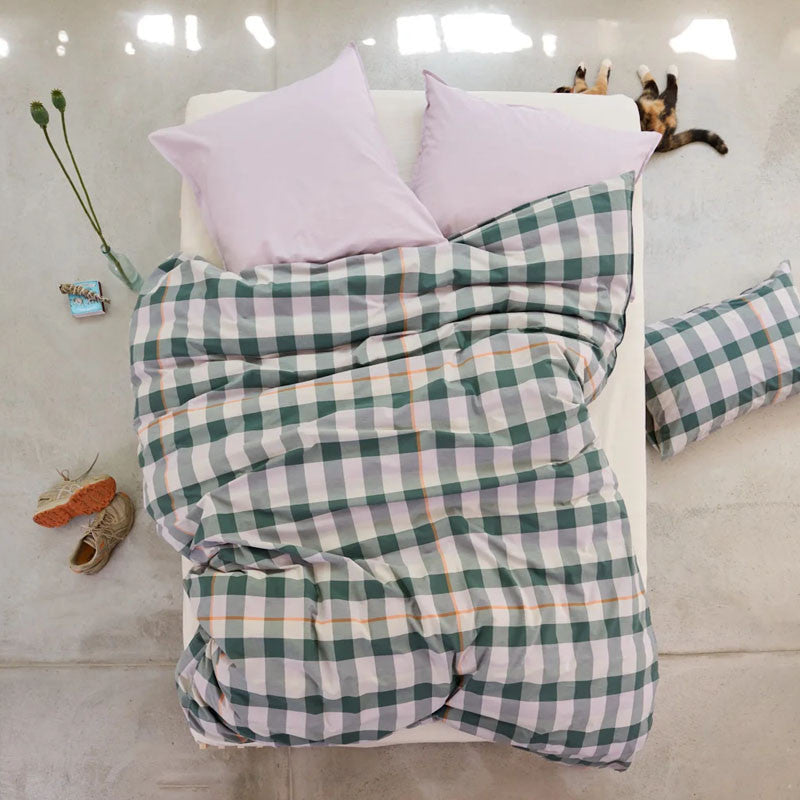 Lyn housse de couette vert foncé/lavande 200x210 cm