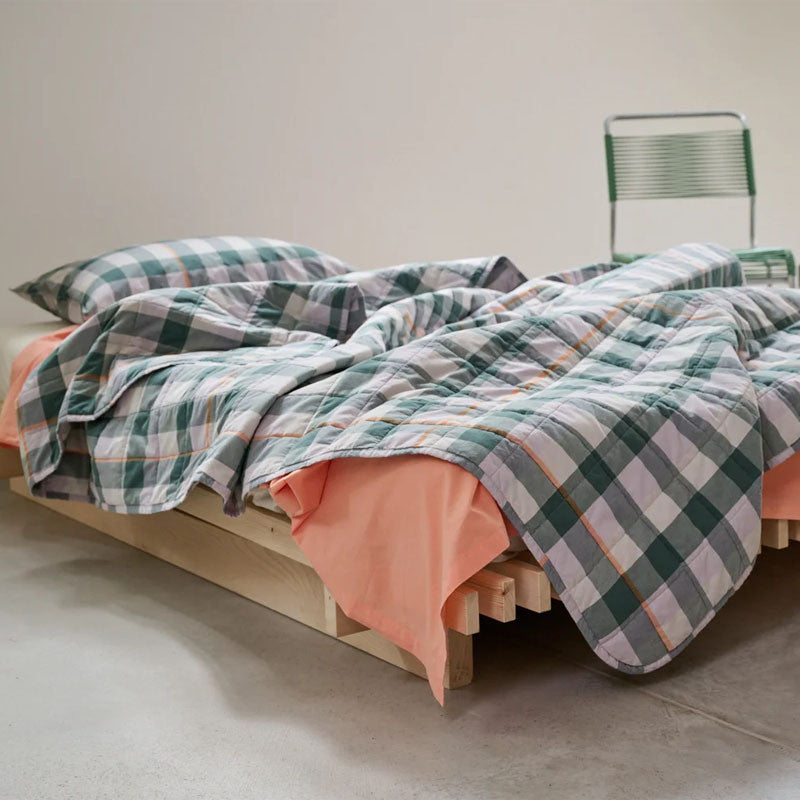 Caja couvre-lit vert foncé/lavande 240x270 cm