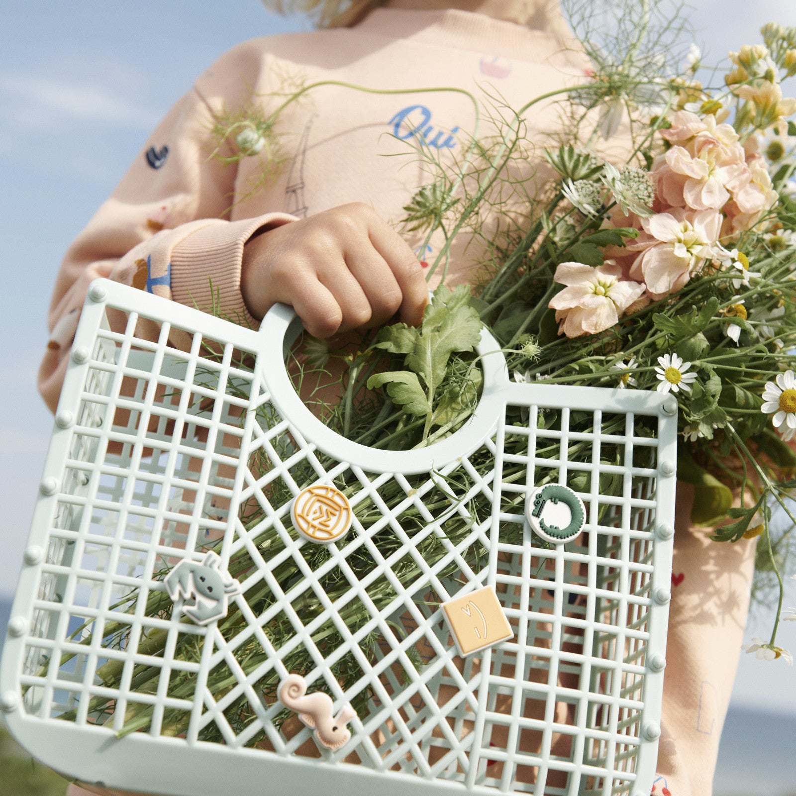 Basket bag with charms Samantha Light Peppermint