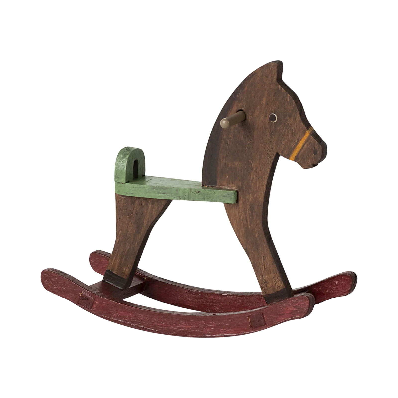 Maileg souris cheval à bascule brun foncé