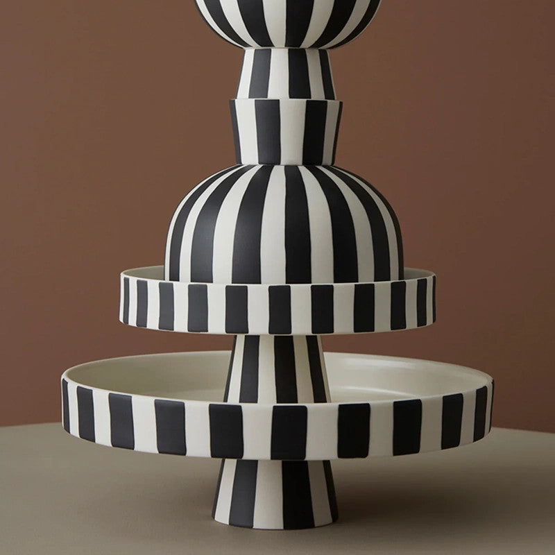 Serving plate Toppu small white black