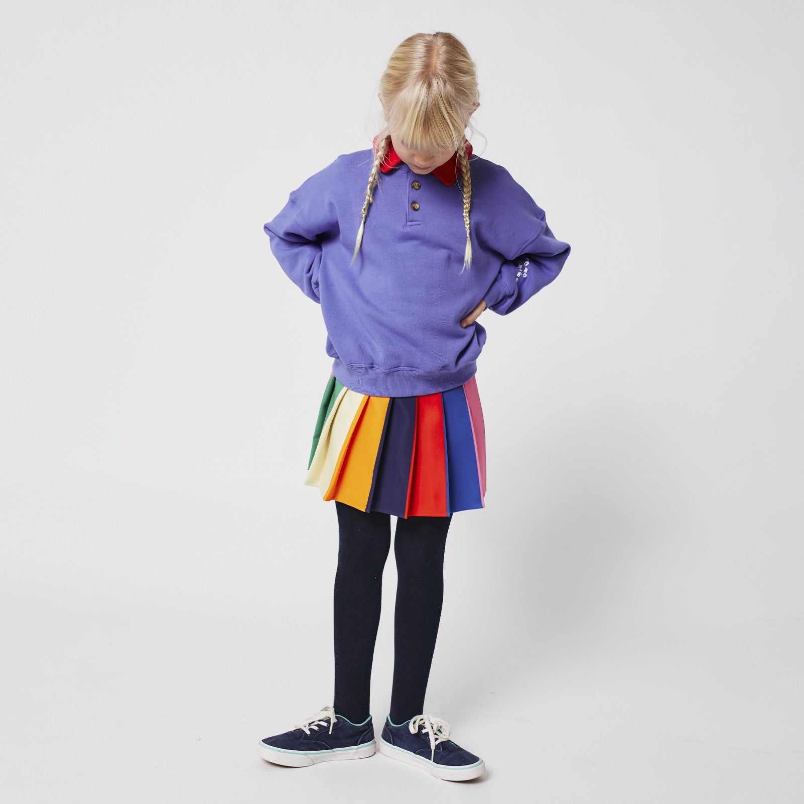 Jupe Bobo Pleated Color Block Multicolor