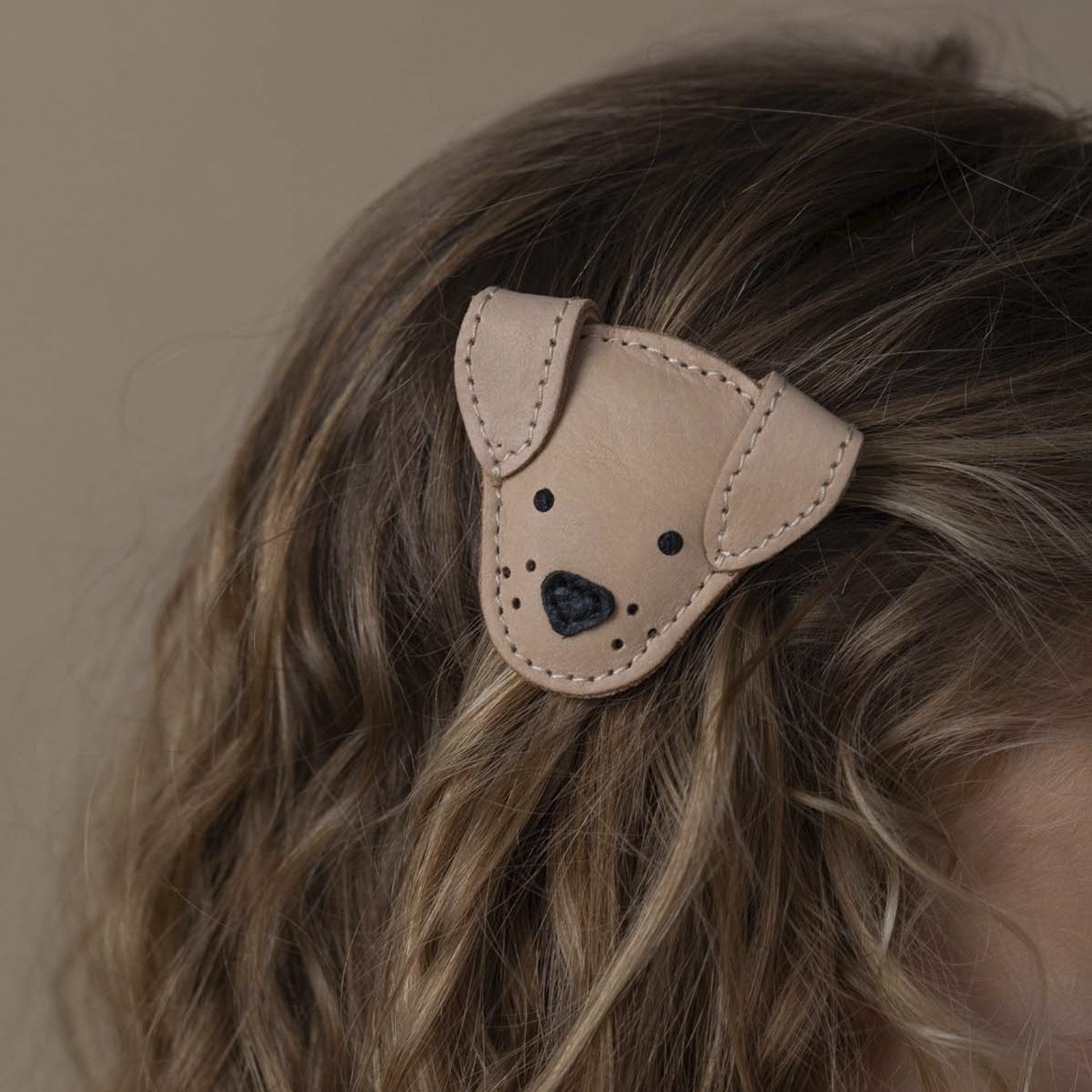 Hair clip Dog Truffle Nubuck