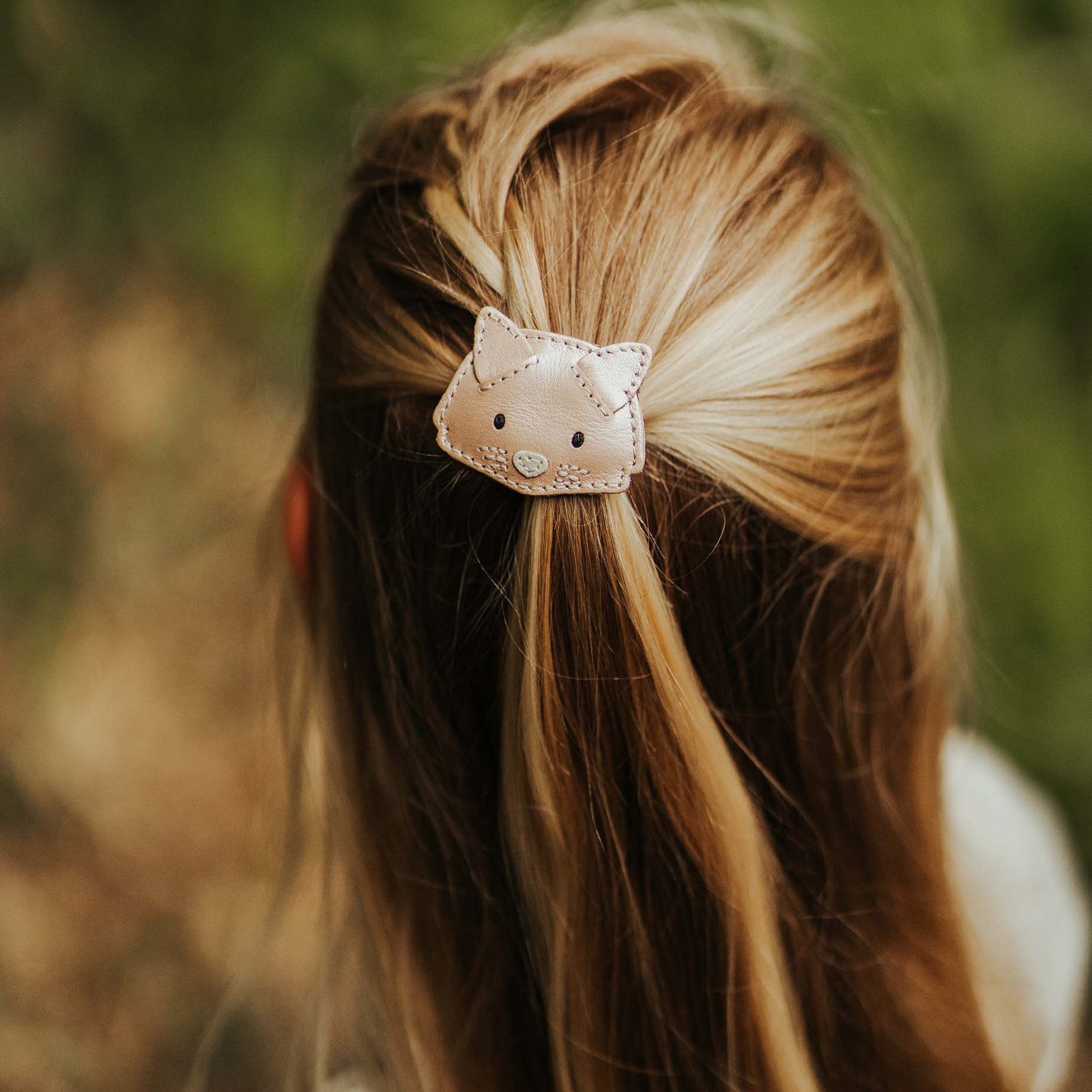 Cat Rose Metallic Leather Hair Clip