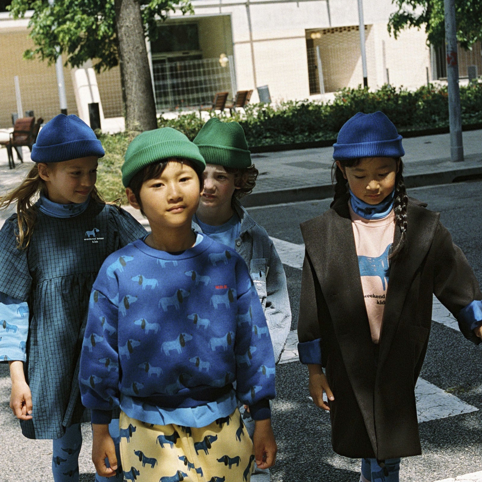Sweatshirt Blue Dog Stripes Pouder Pink