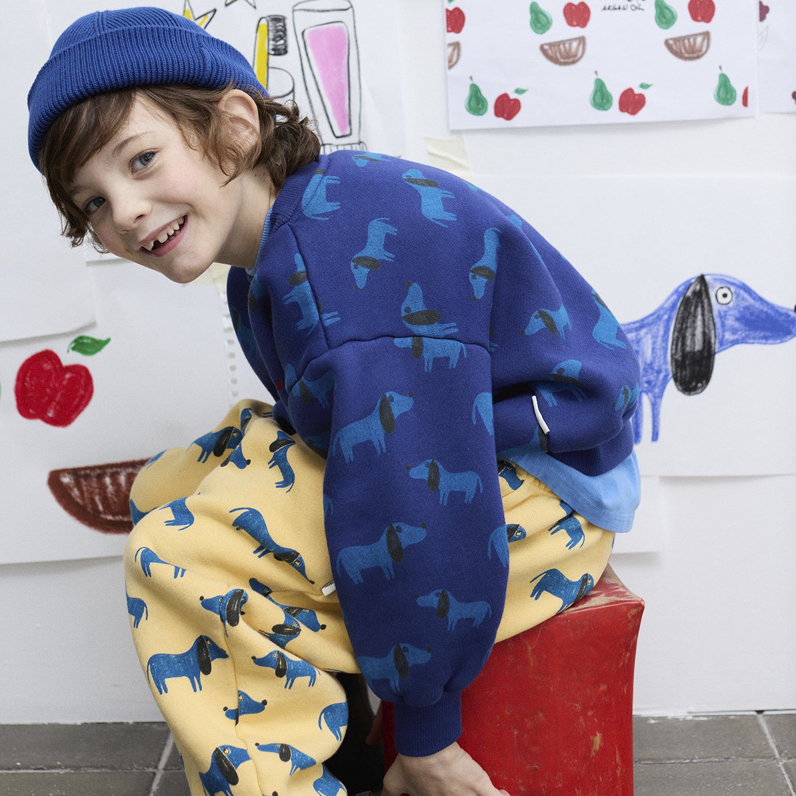 Sweatshirt Blue Dog All Over Blue