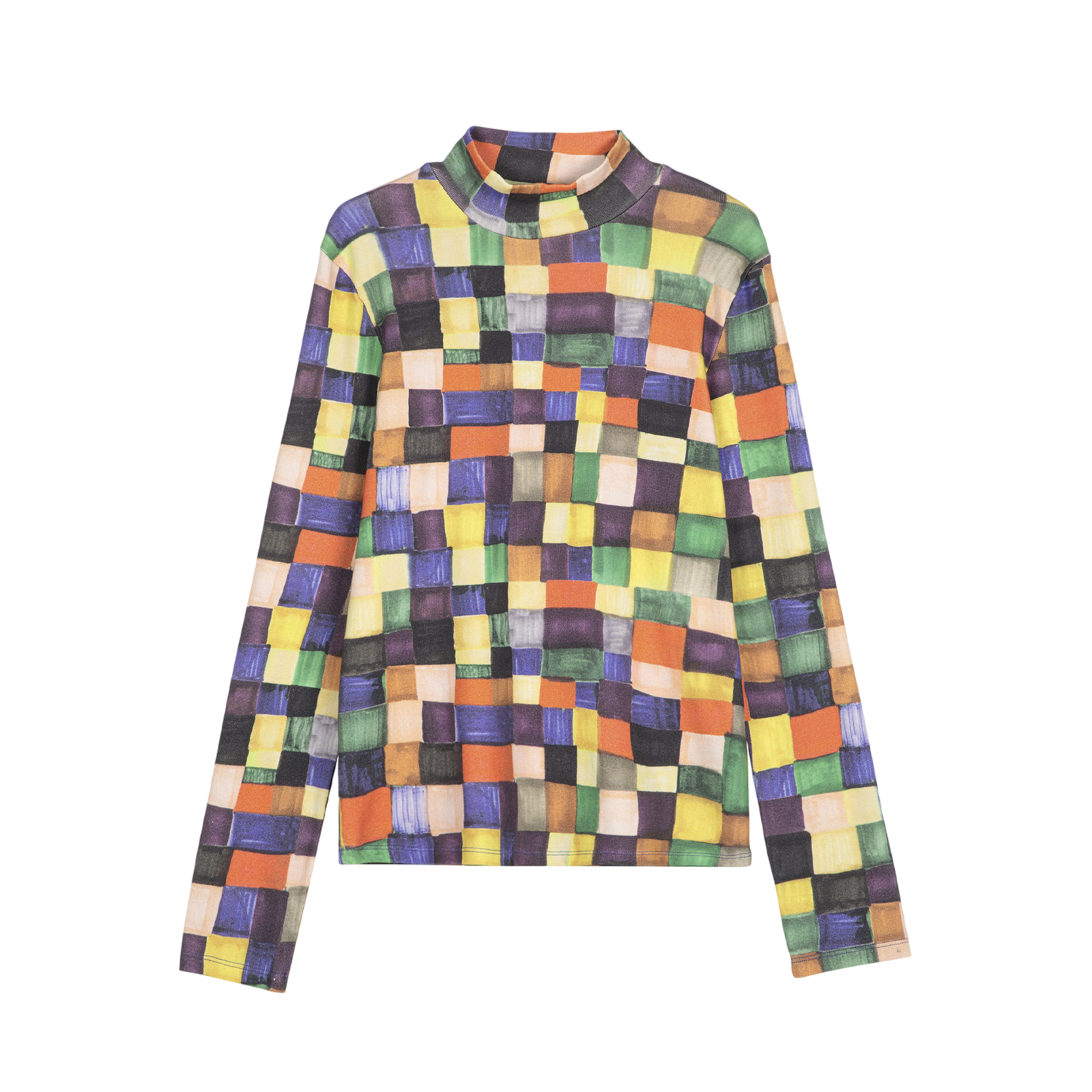 Adult Langarmshirt Rainbow Plaid Pattern