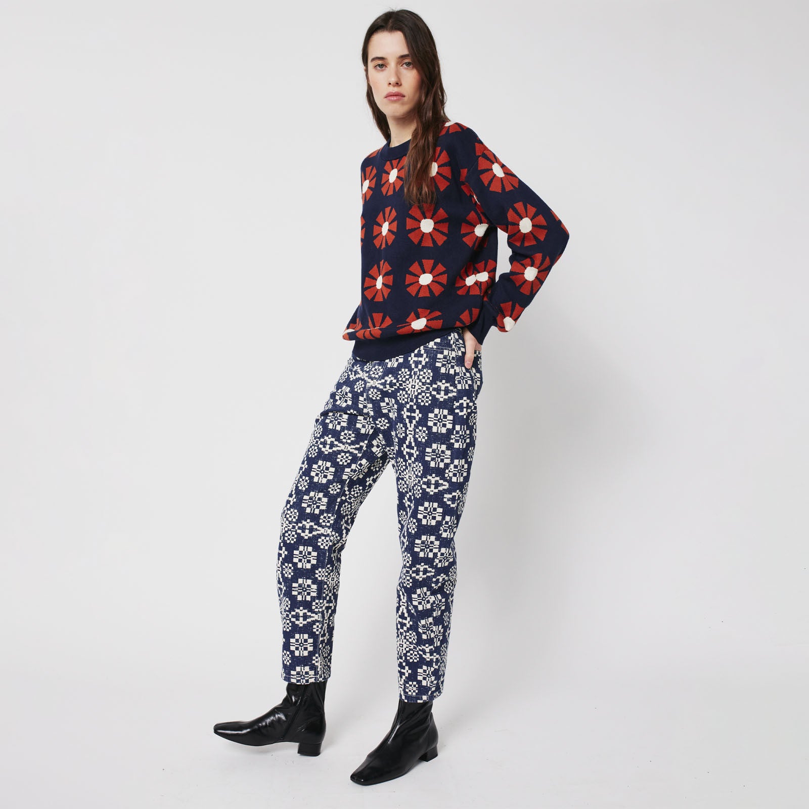 Adult Jeans Kaleidoscope Pattern Midnight Blue