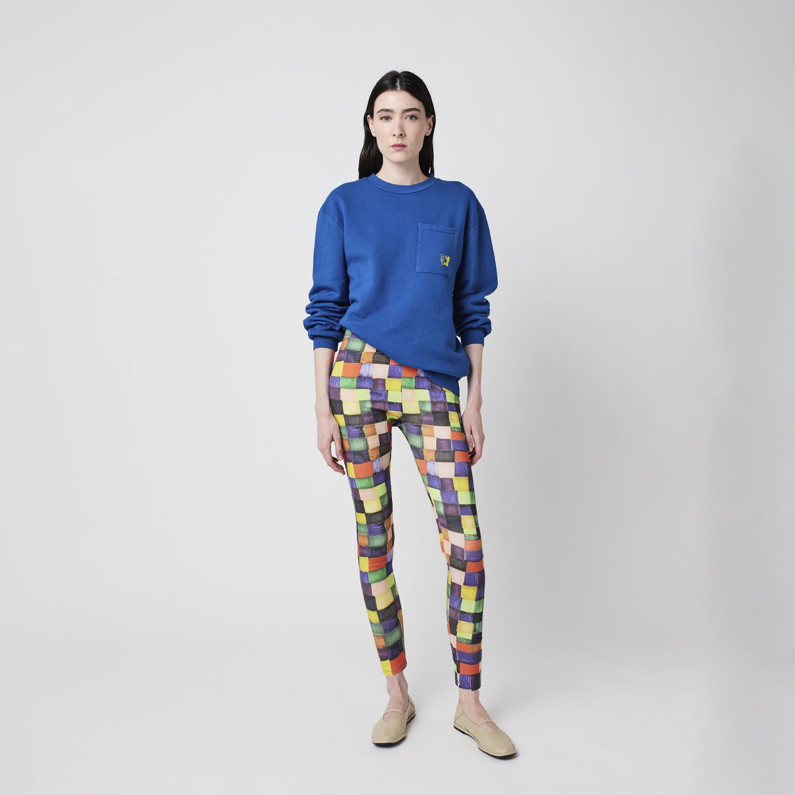 Adult Leggings Rainbow Plaid Pattern