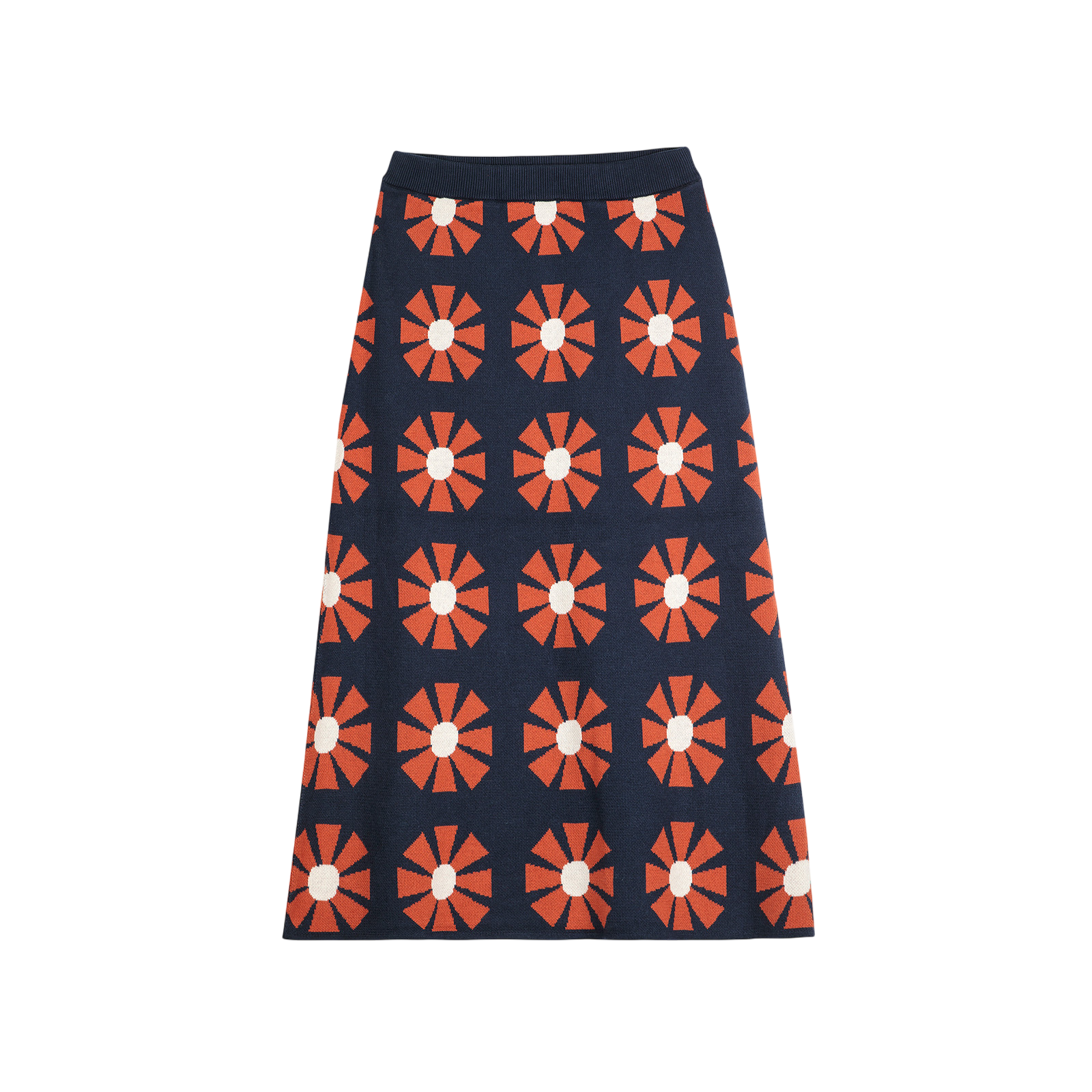 Adult Rock Flower Jacquard Midi Navy Blue
