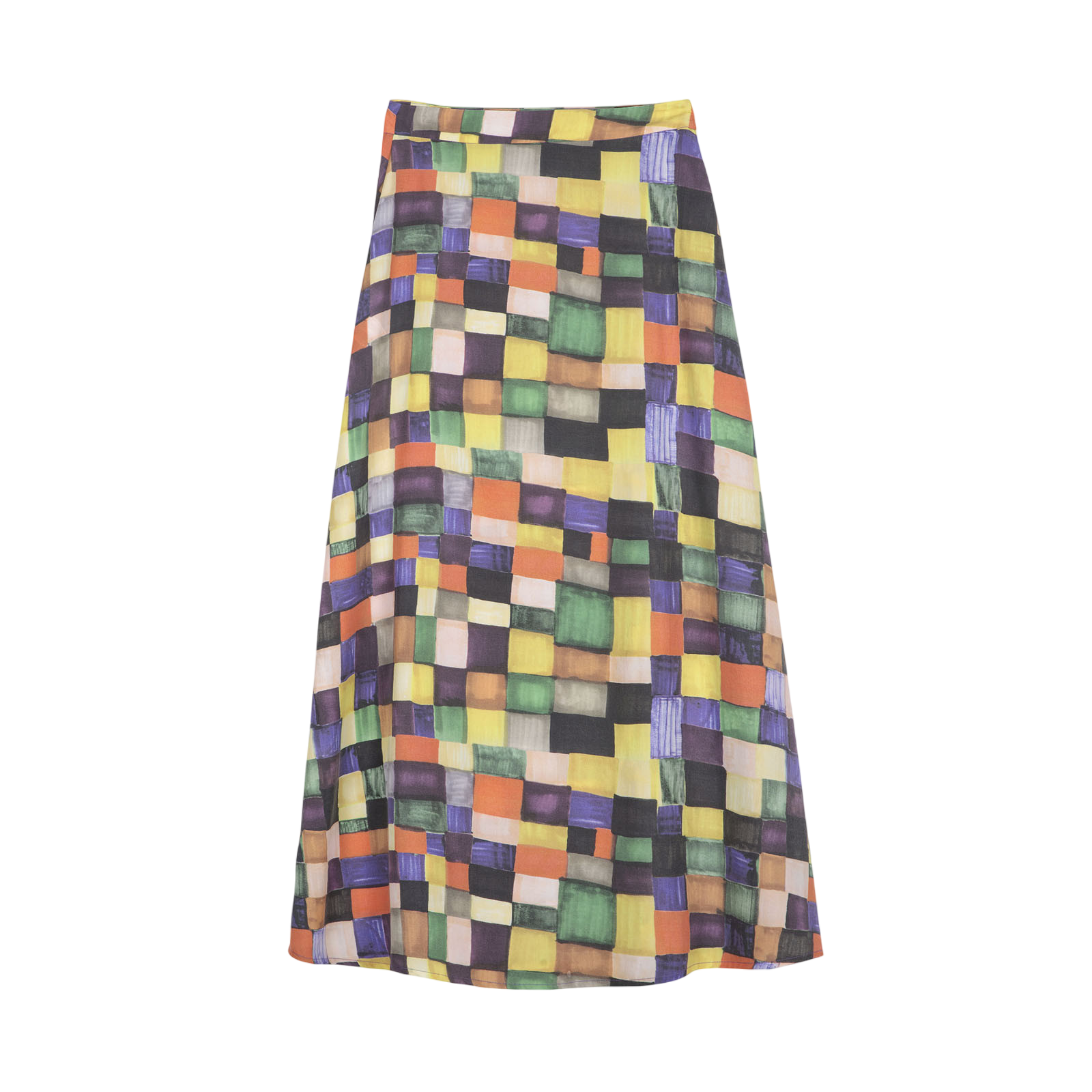 Adult Skirt Rainbow Plaid Pattern Modal