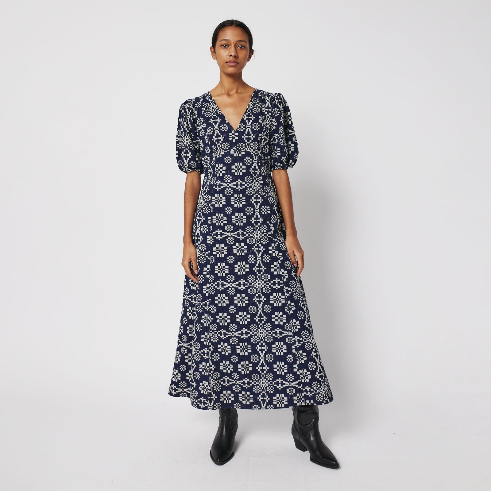 Robe adulte Kaléidoscope Evase Bleu marine