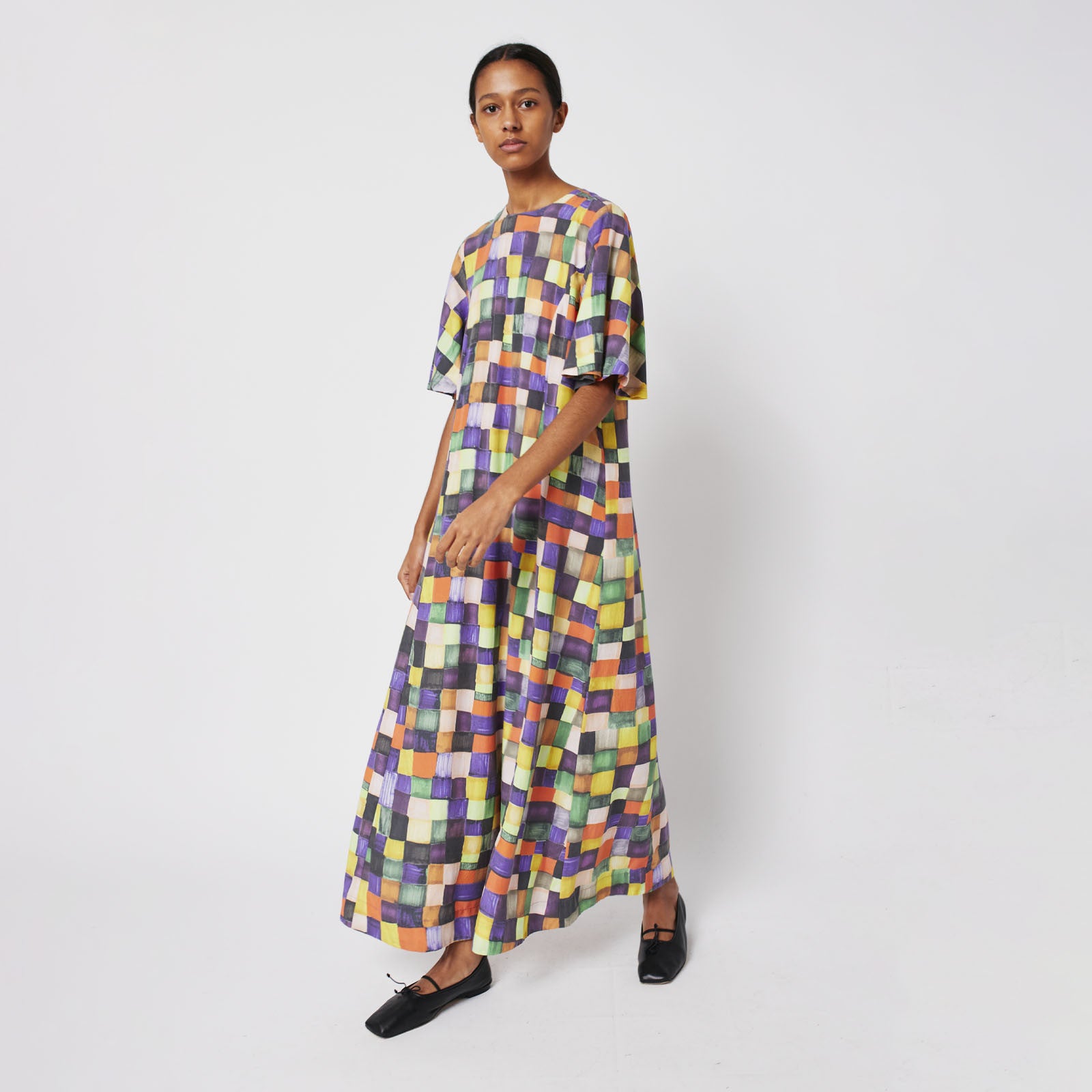 Robe adulte Modal Arc-en-ciel Plaid Multicolore