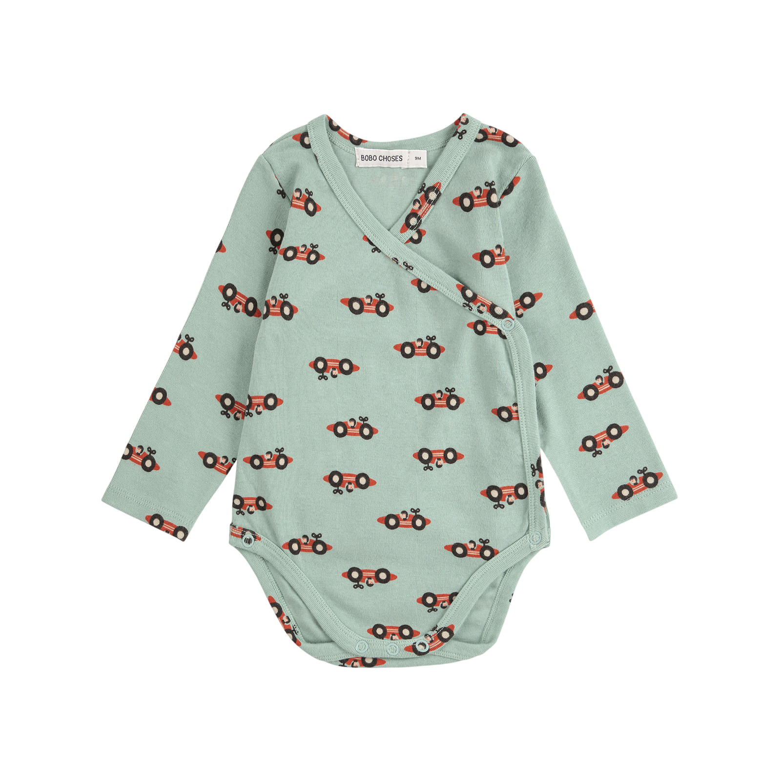 Baby Body Race Car All Over Light Green