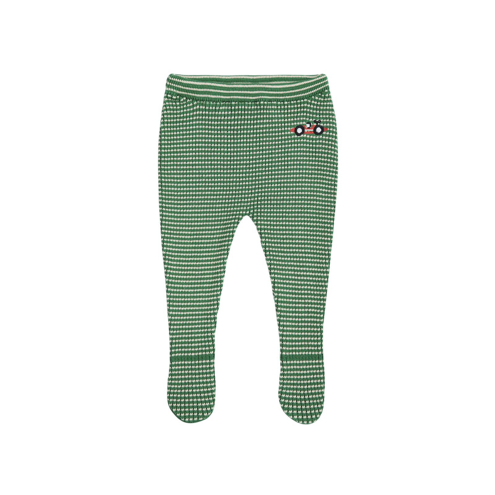 Baby Leggings Race Car Footed Light Green