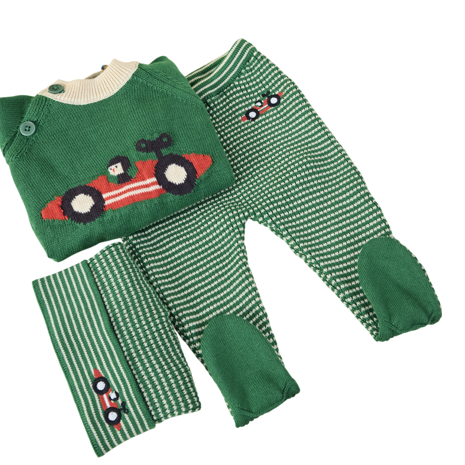 Leggings bébé Race Car Footed Light Green