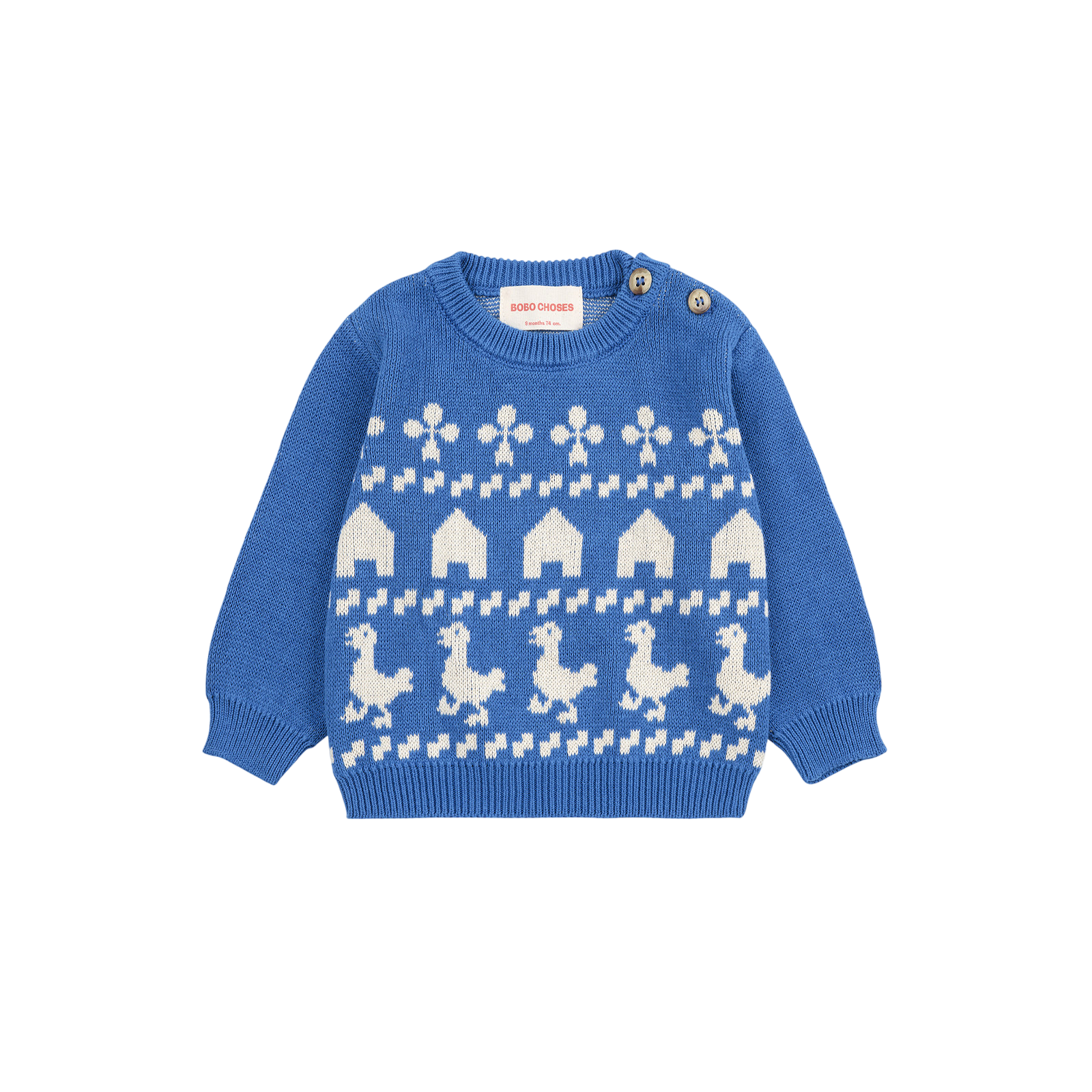 Baby Pullover Farm Jaquard Blue