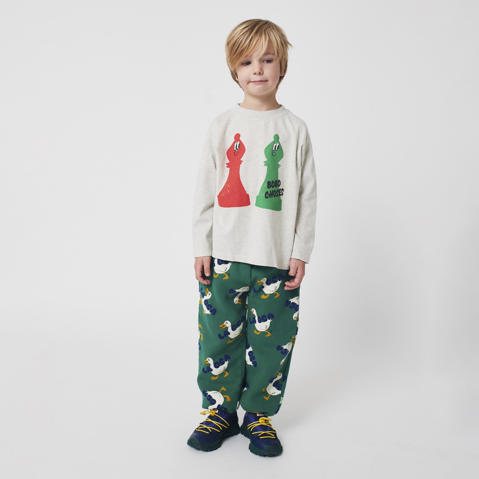 Langarmshirt Checkmate Light Heather Grey