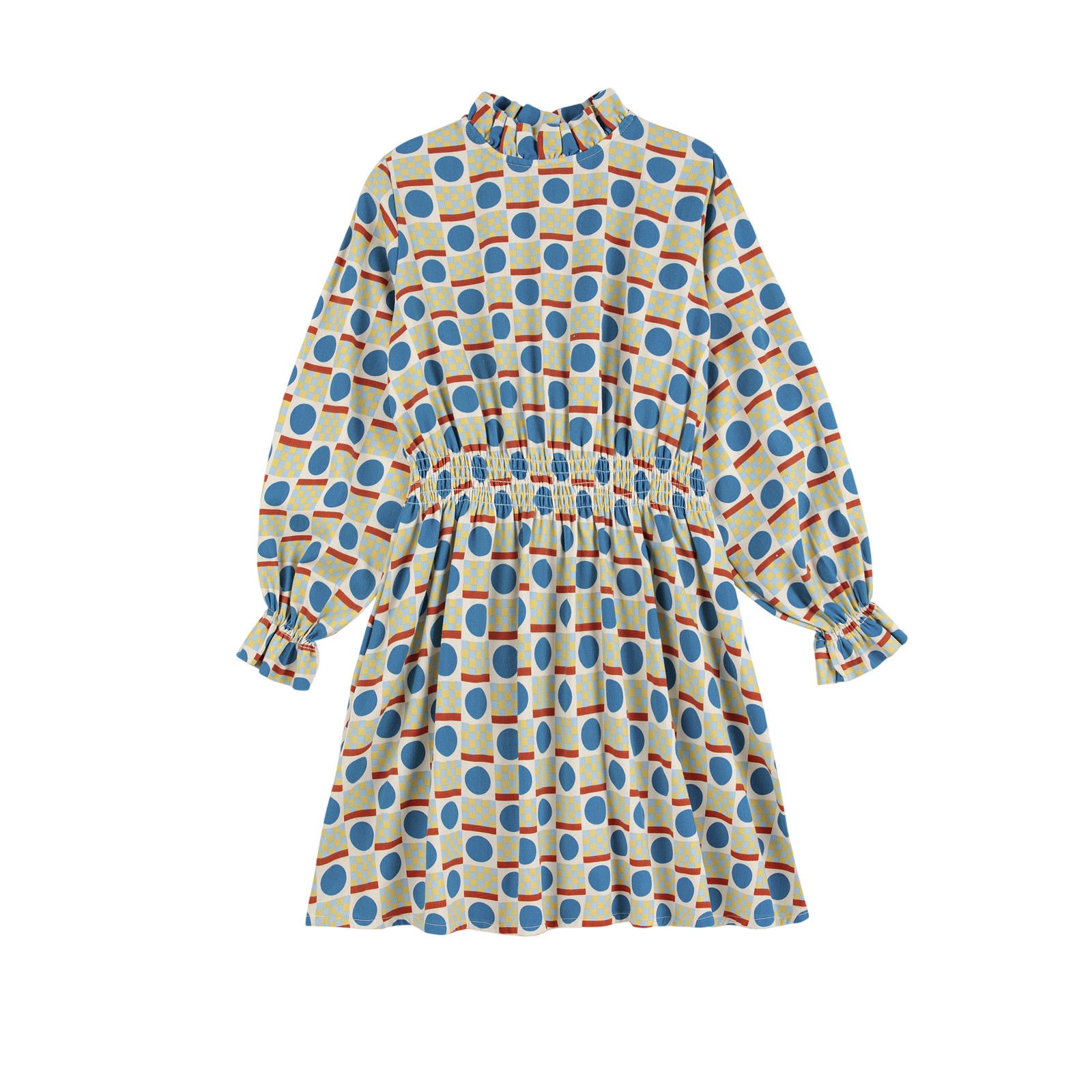 Dress Geometric Scacs Offwhite