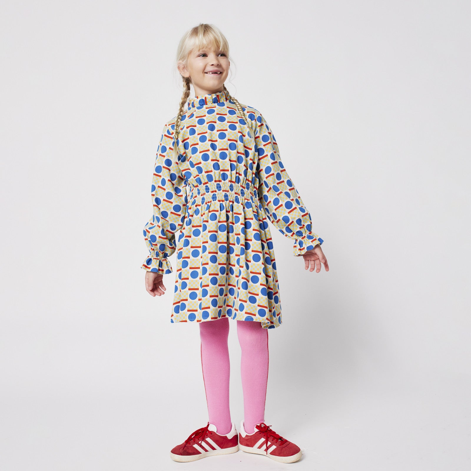 Kleid Geometric Scacs Offwhite