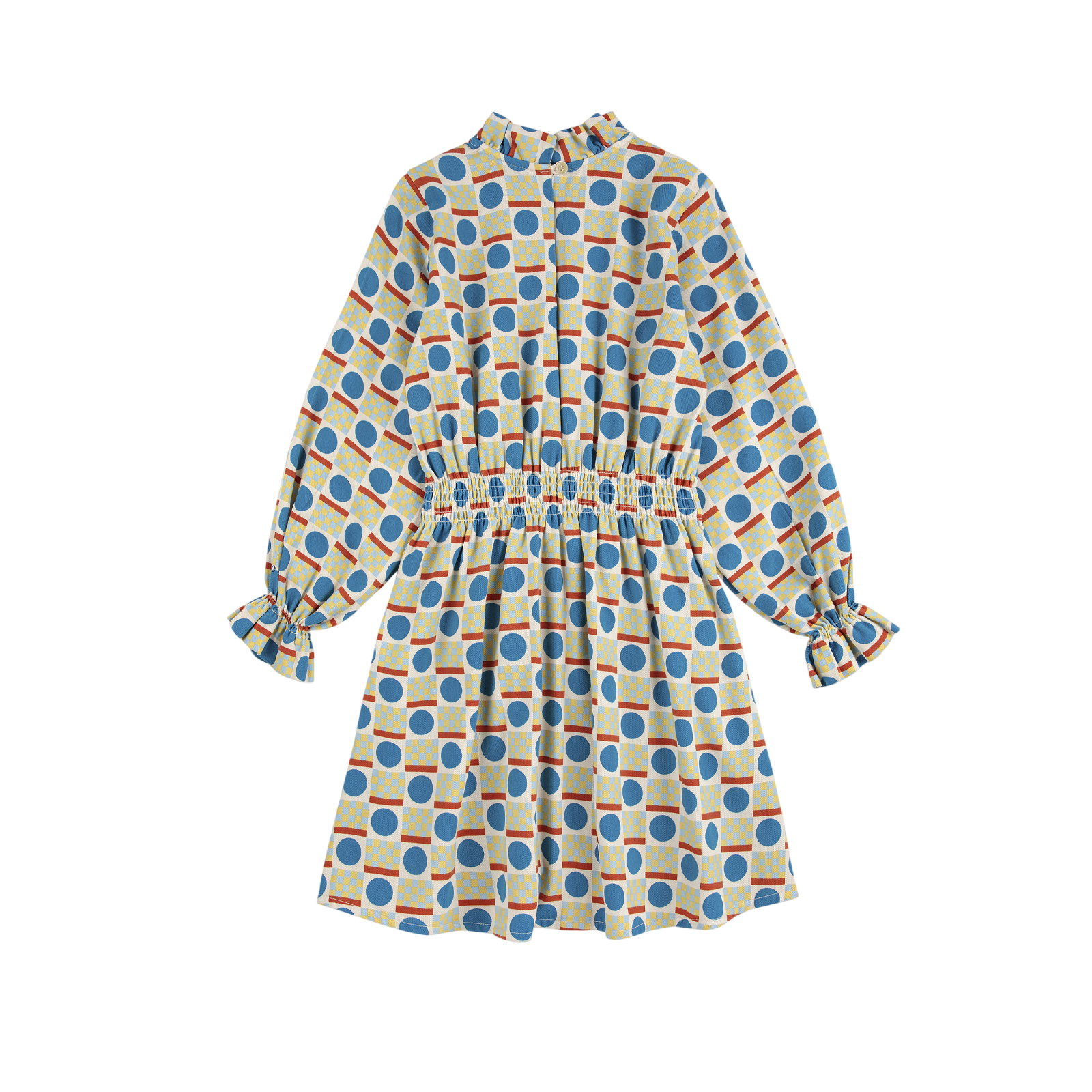 Kleid Geometric Scacs Offwhite