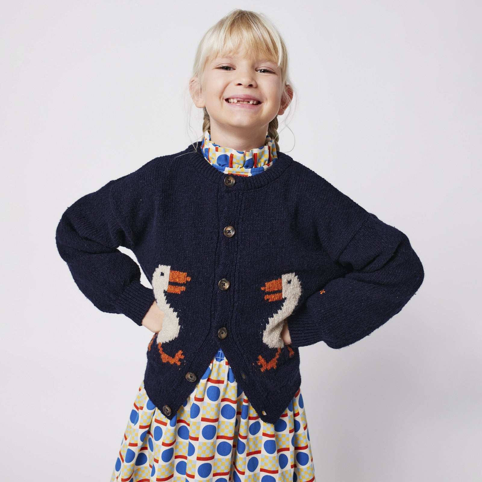 Kleid Geometric Scacs Offwhite