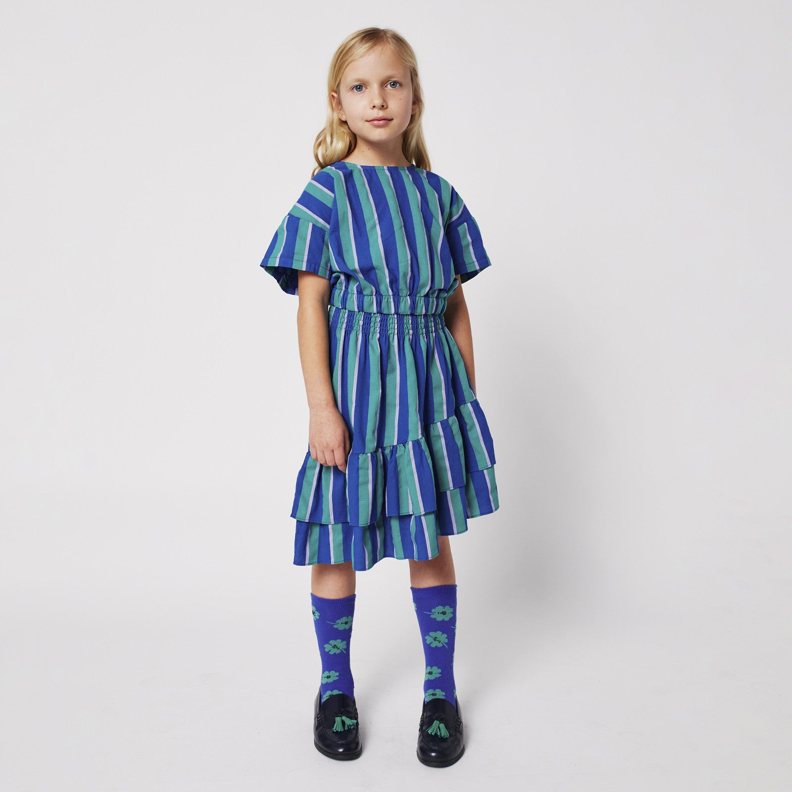 Jupe Striped Midi Bleu