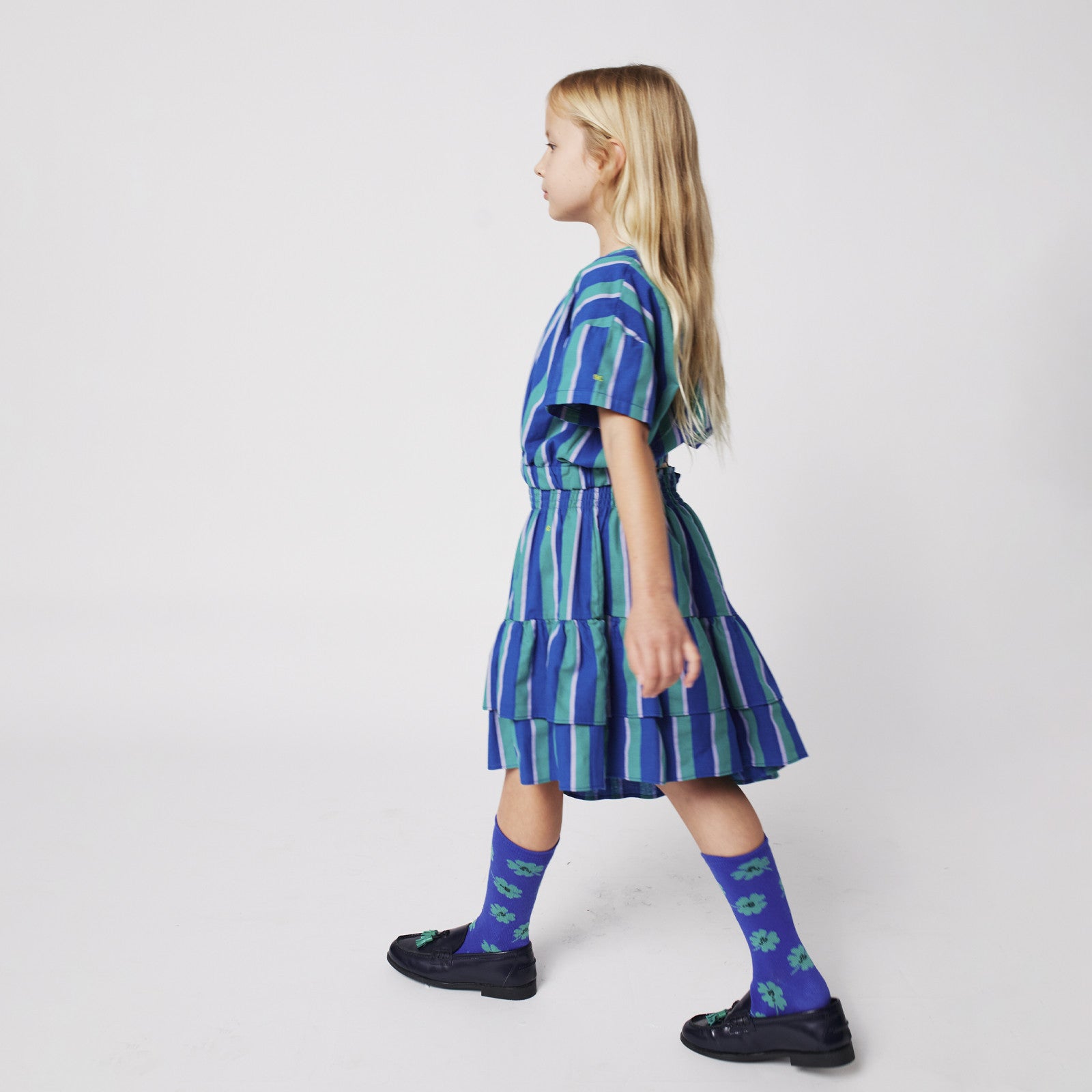 Jupe Striped Midi Bleu