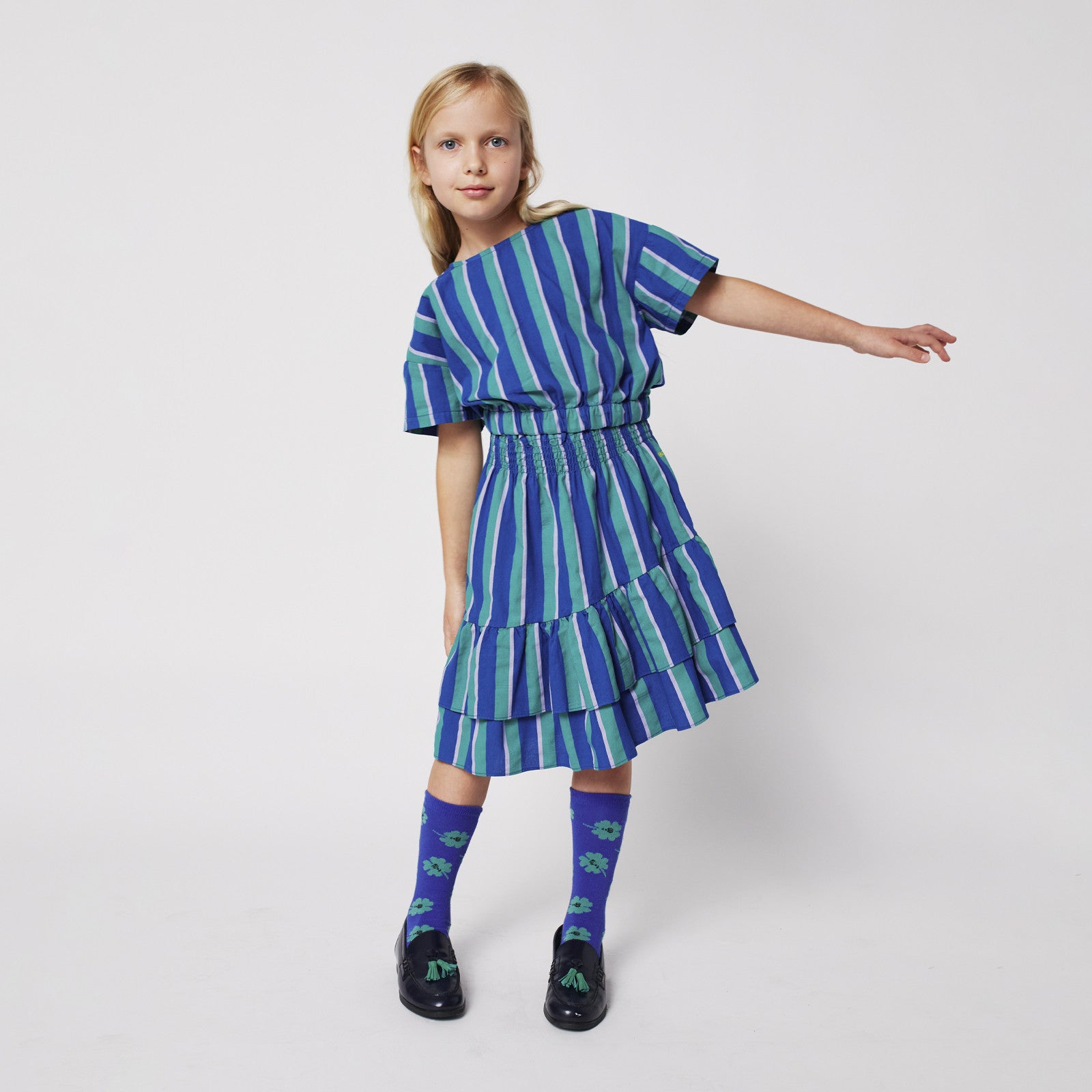 Jupe Striped Midi Bleu