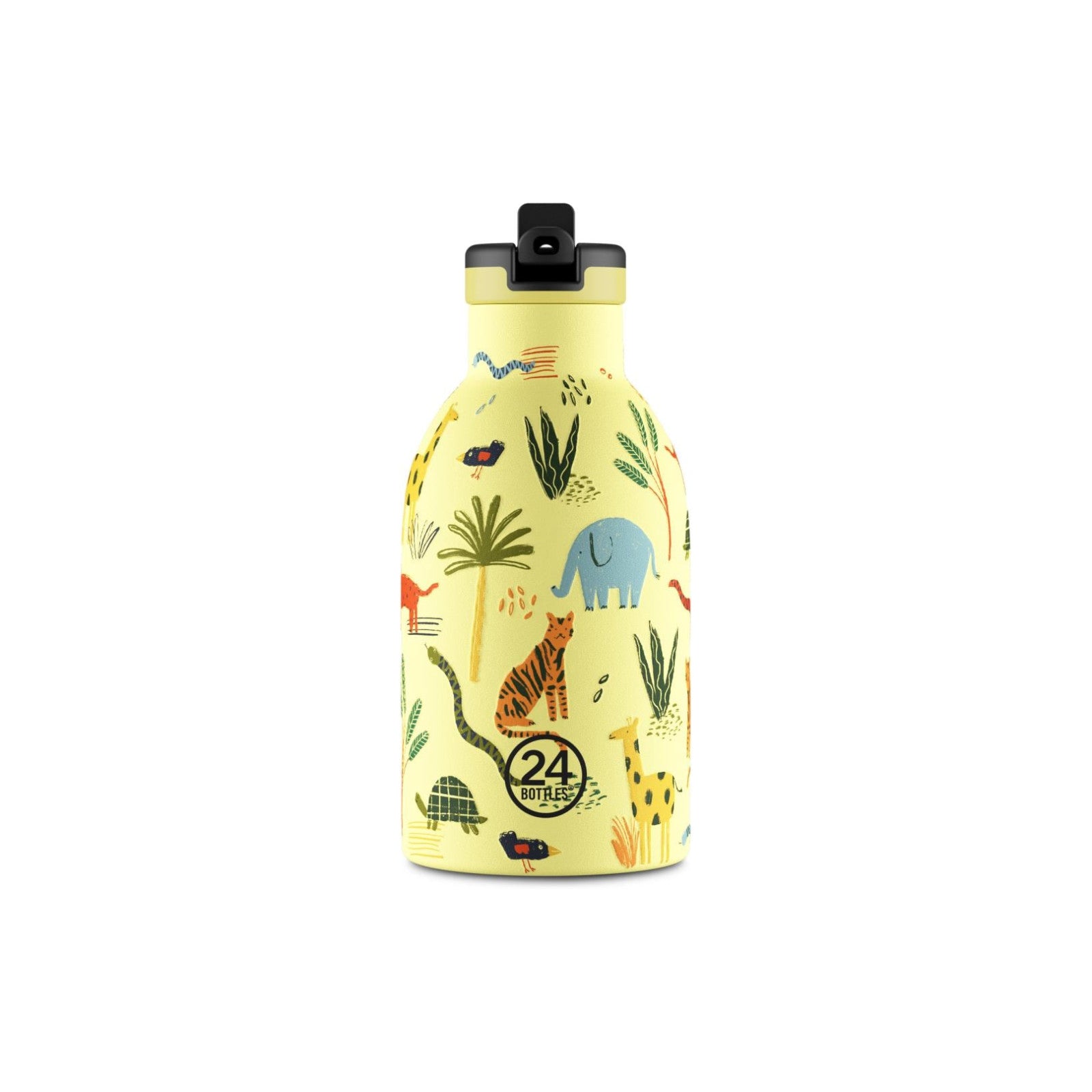 24Bottles thermos bottle Clima 330 ml, yellow/multicolored, Jungle Friends