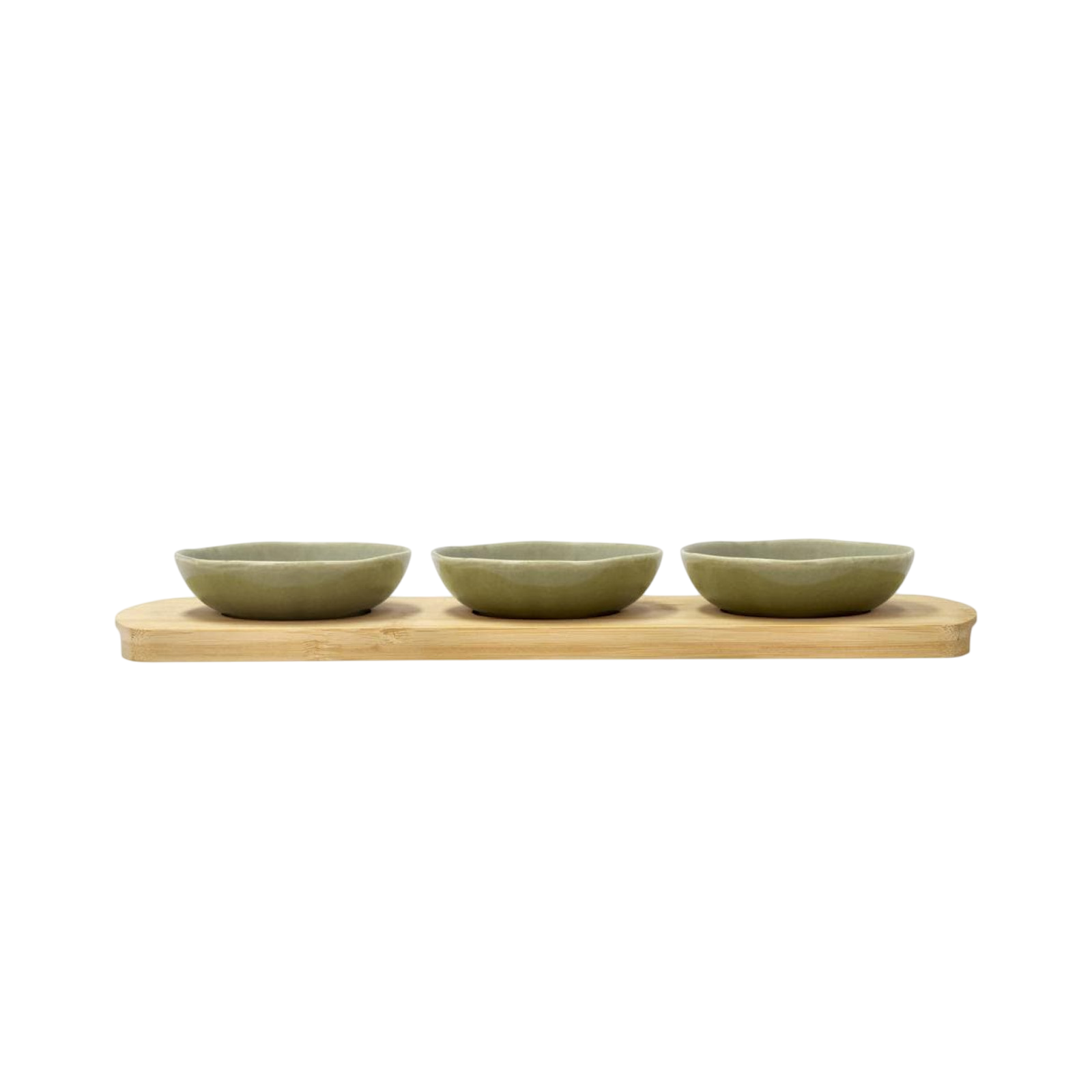 Villa Collection Bamboo Tray with 3 bowls Shoku Green