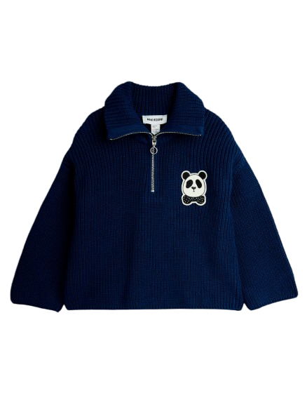 Pull Chunky Knit Panda Patch Blue