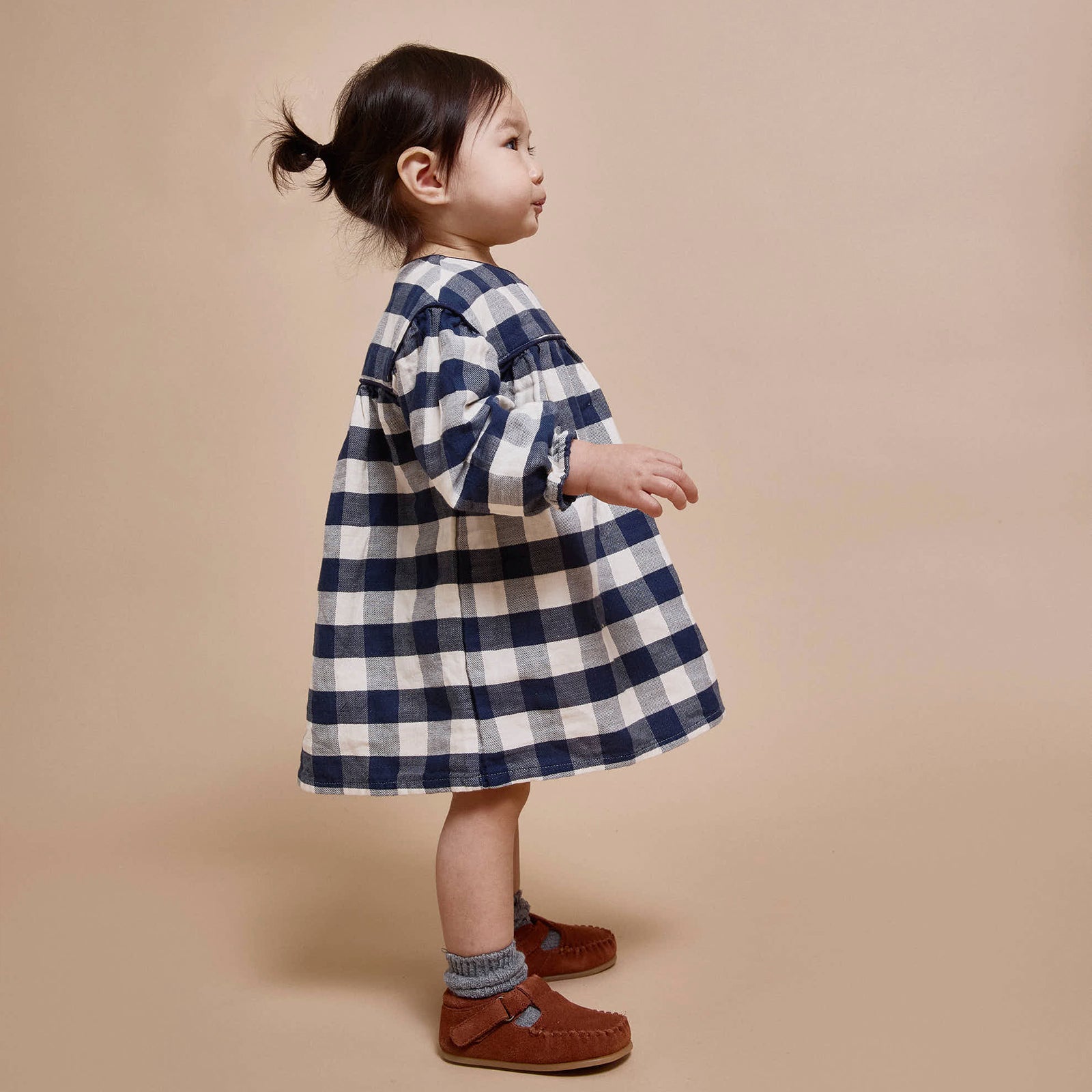 Baby Dress Gingham Navy