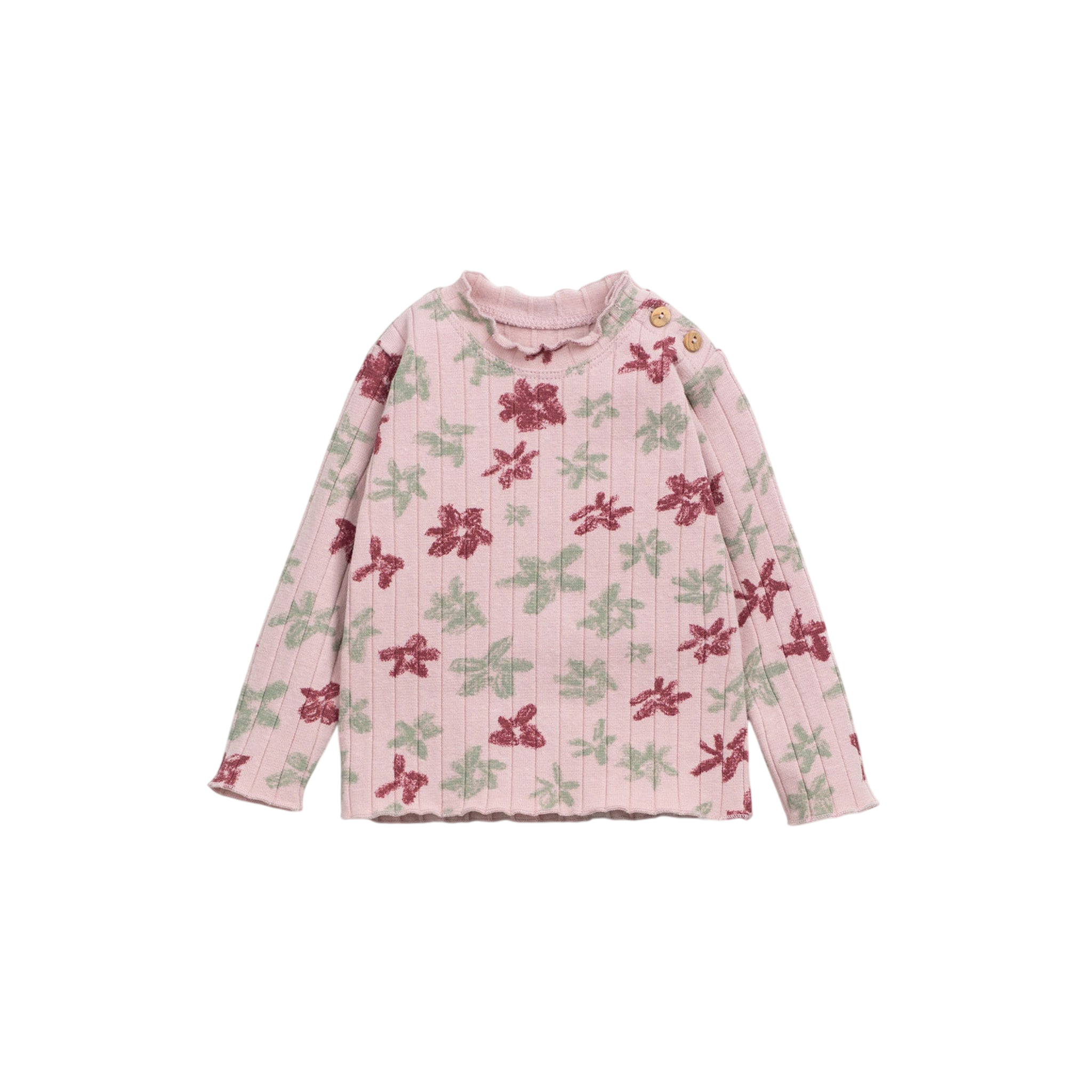 Tee shirt bébé manches longues Rib Rose