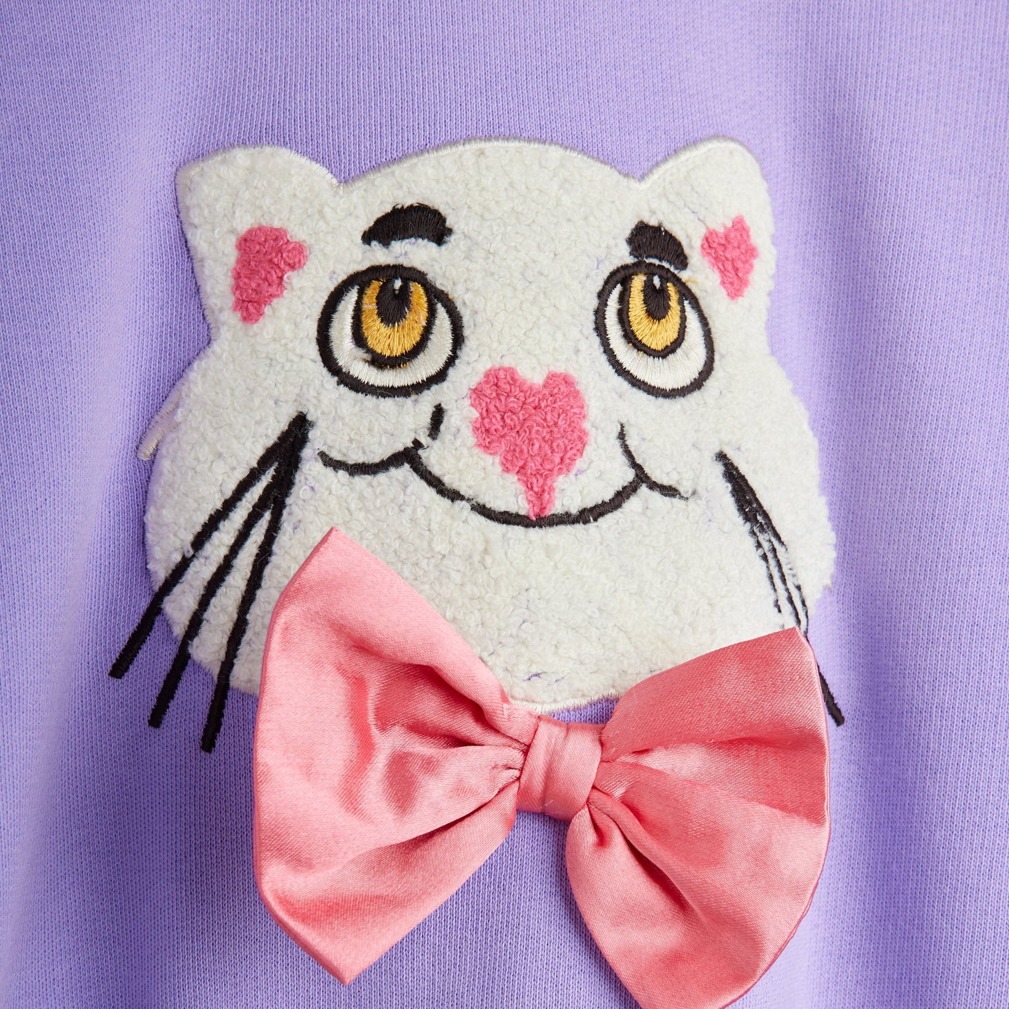 Sweatshirt Cat With Bowtie Chenille Purple