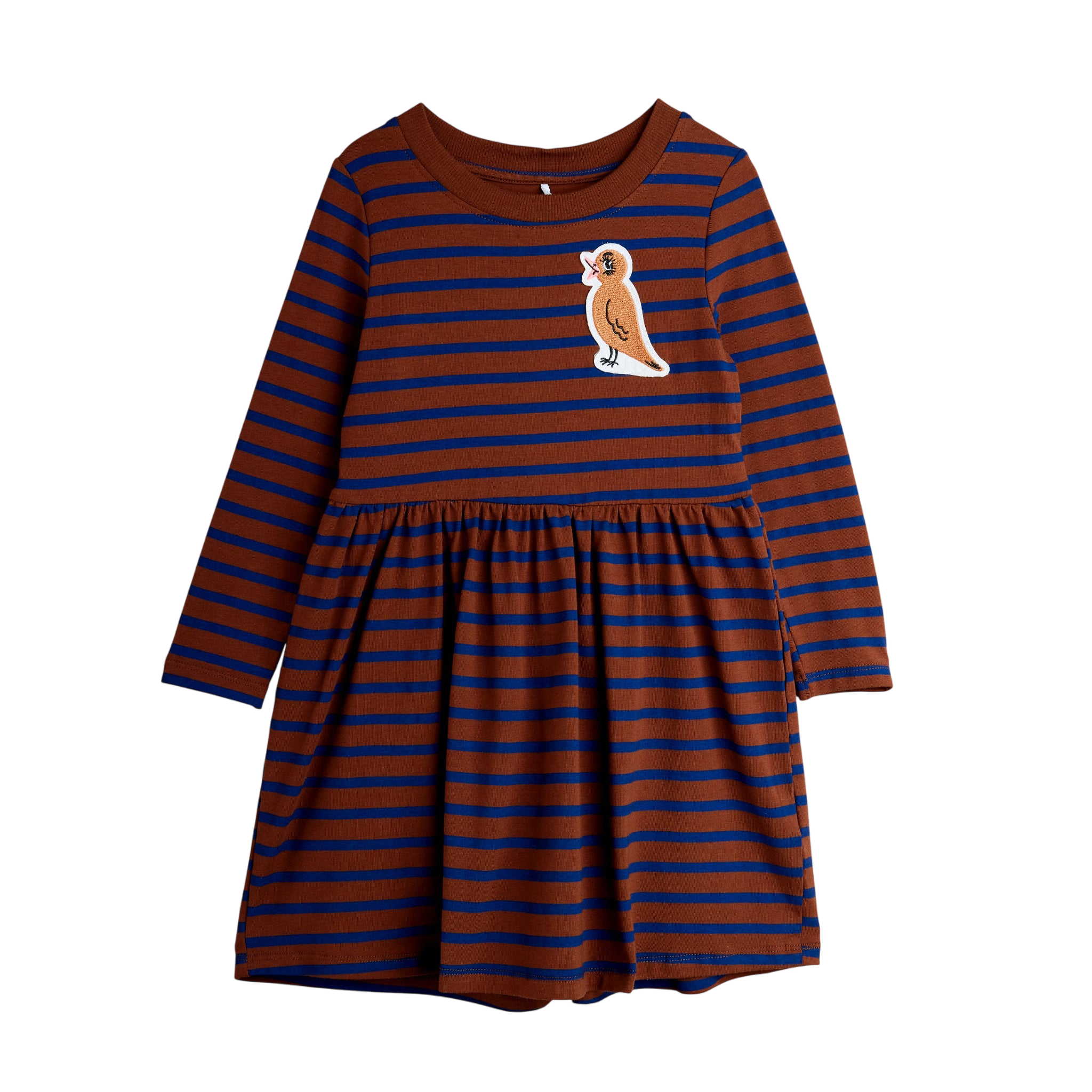 Kleid Stripe Bird Patch Brown